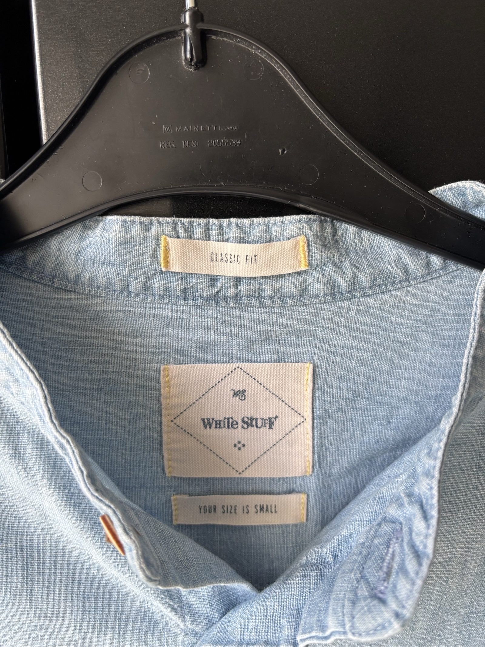 White Stuff Light Blue Classic Fit Denim Shirt Small Contrast Pocket image 3