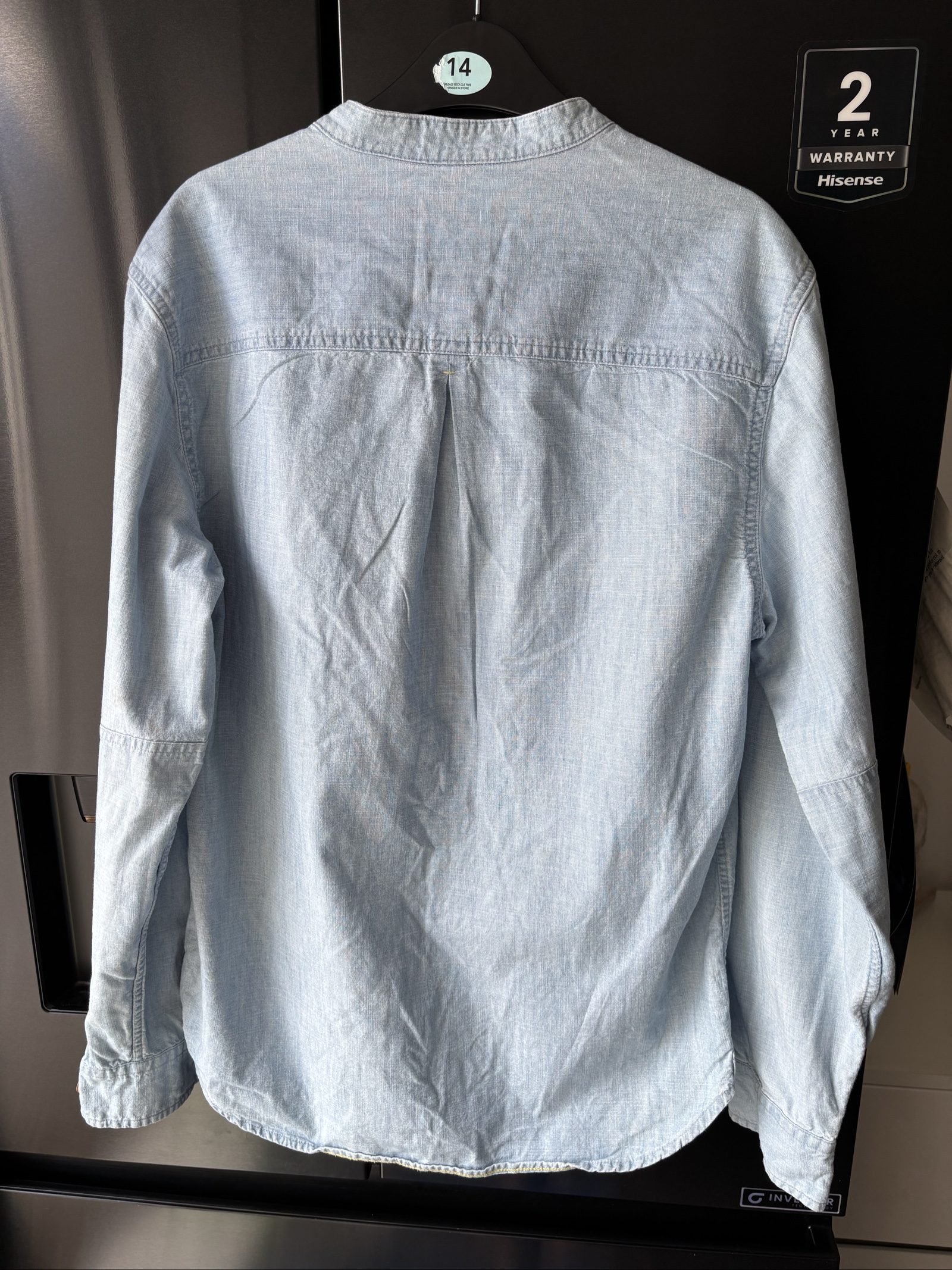 White Stuff Light Blue Classic Fit Denim Shirt Small Contrast Pocket image 5