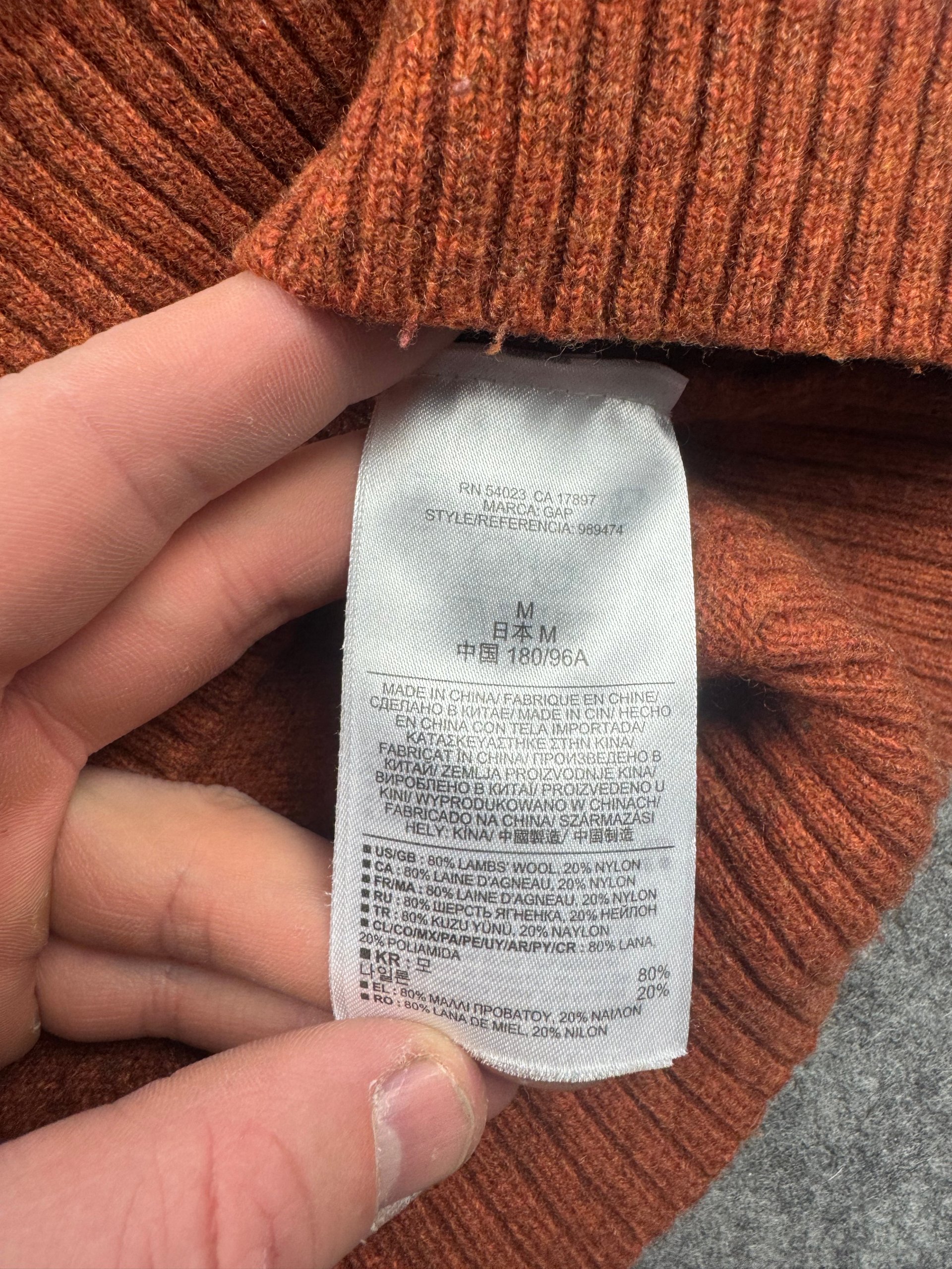 GAP Rust Lambswool Crew Neck Jumper Men’s M 80% Lambswool image 9