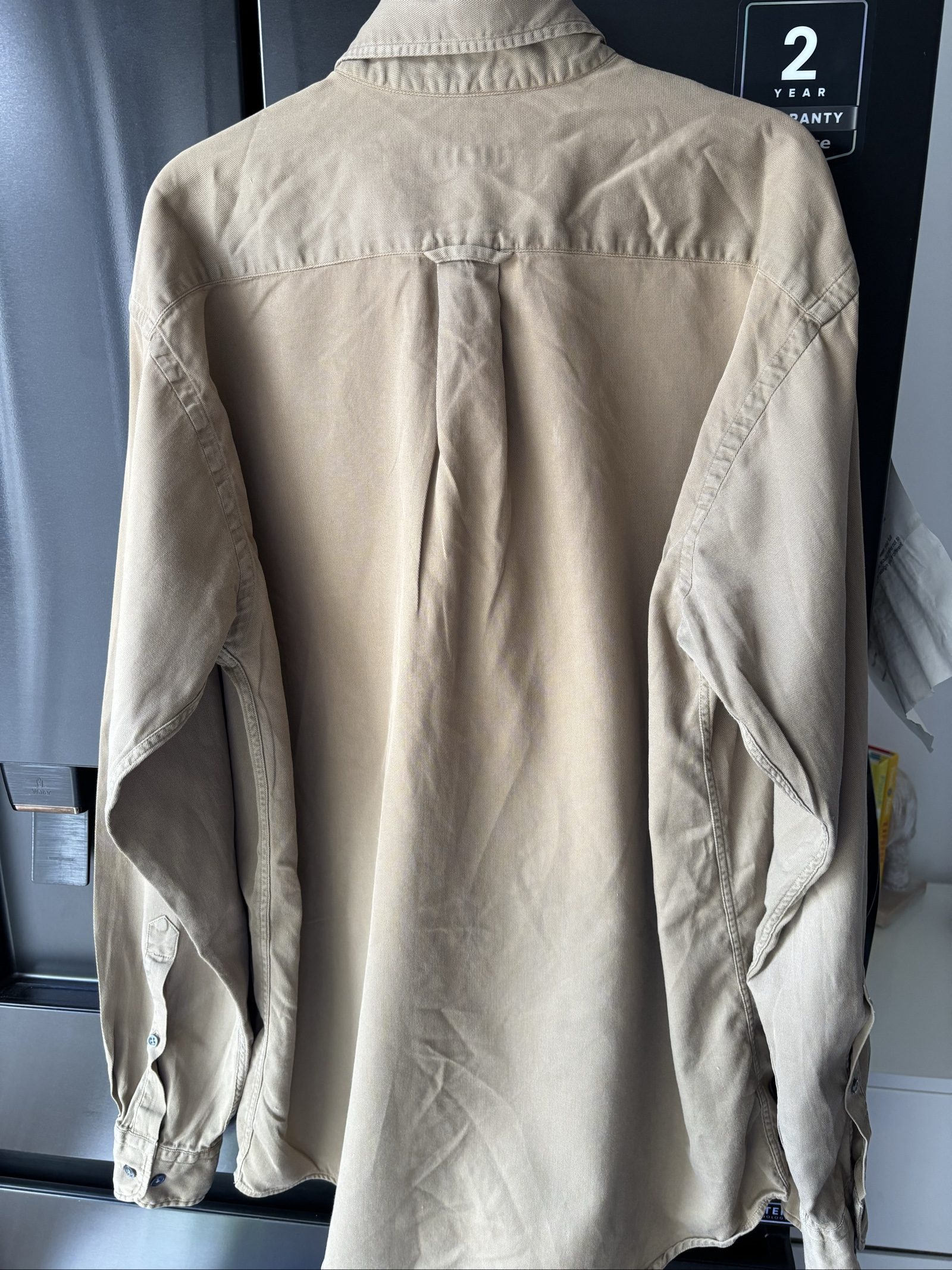 GANT Men Beige Cotton Button-Down Shirt Medium Chest Pocket image 7