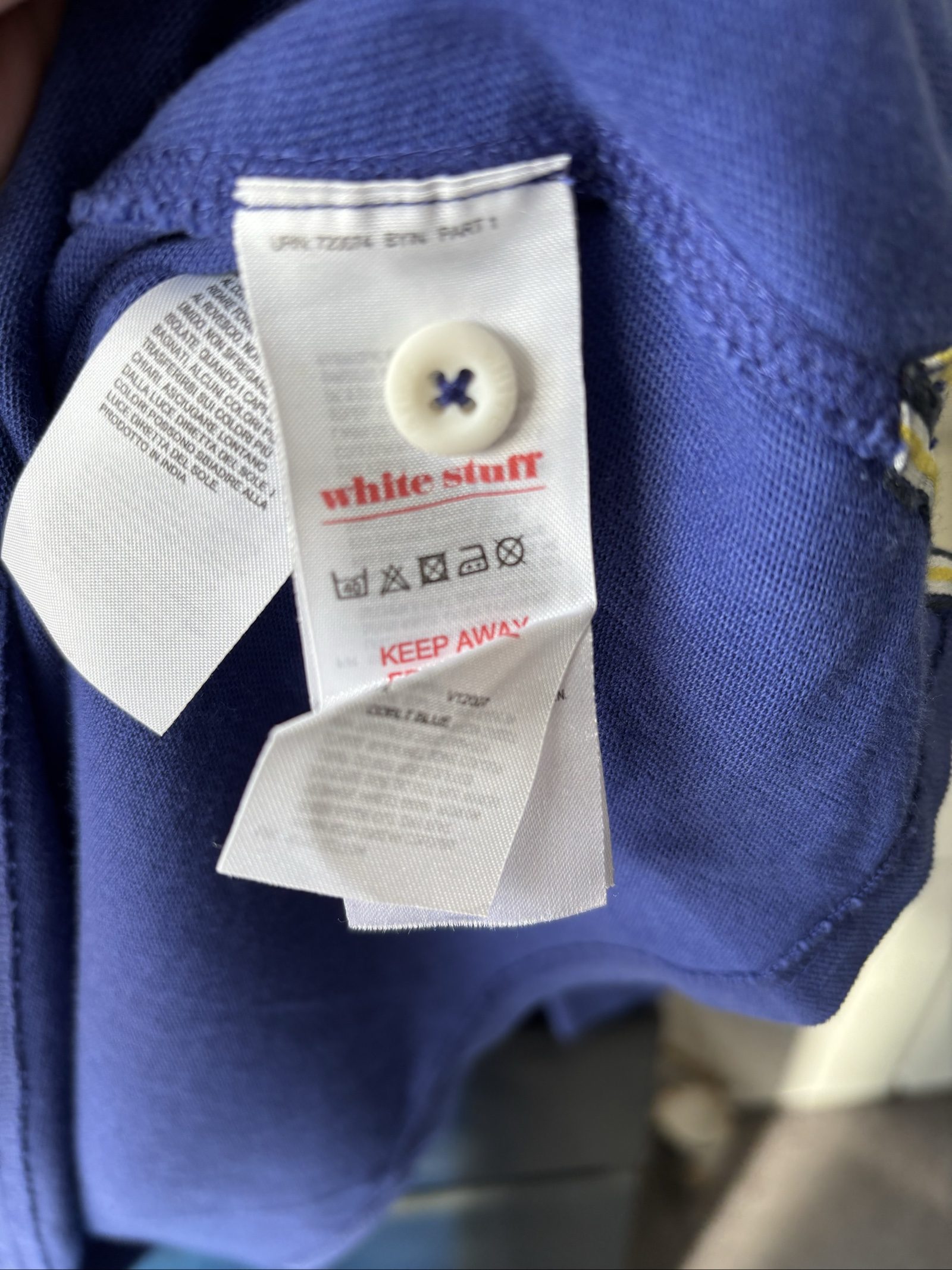 White Stuff Blue Cotton Long Sleeve Rugby Shirt Medium image 3