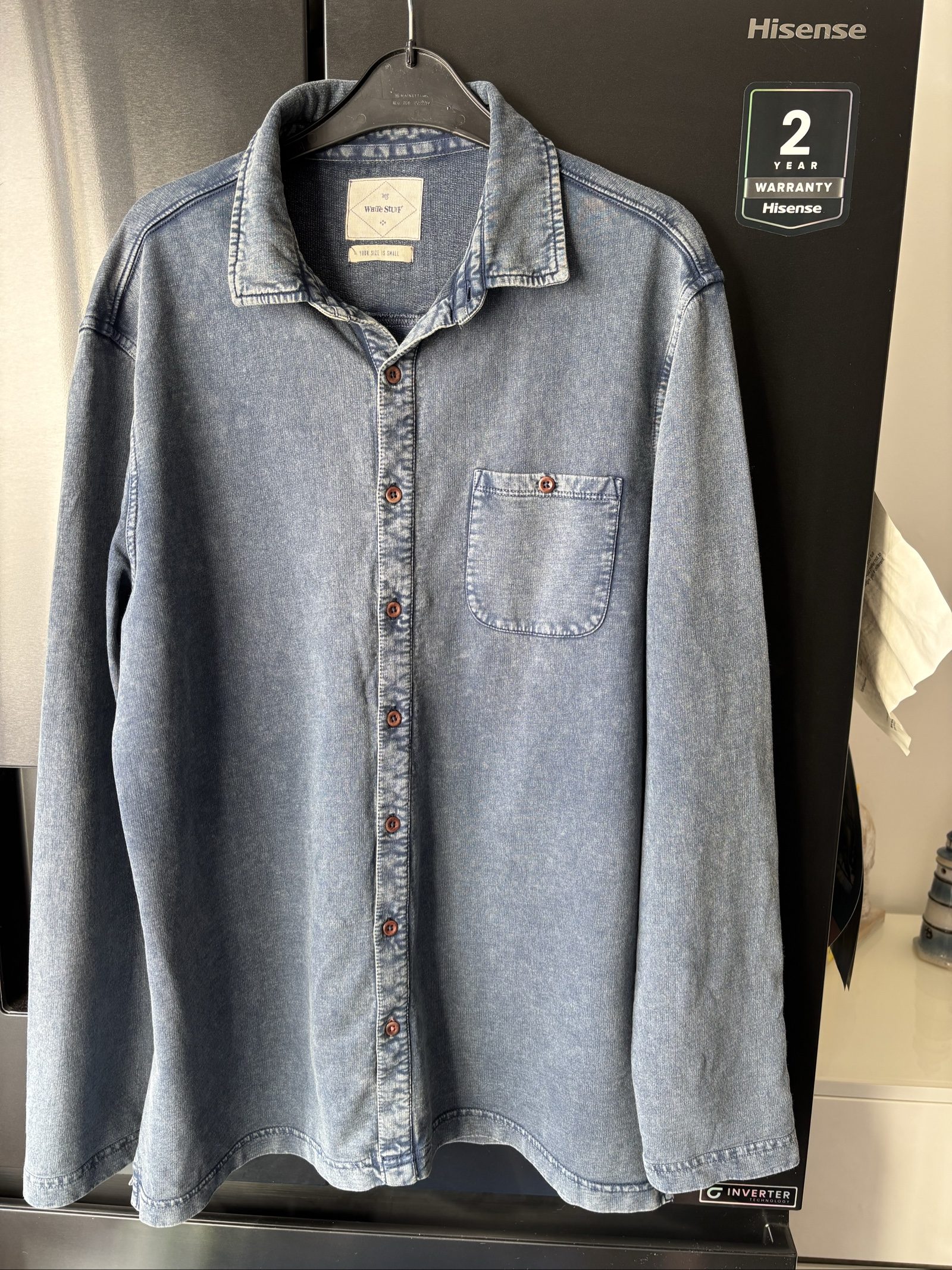 White Stuff Men's Blue Denim Shirt Small