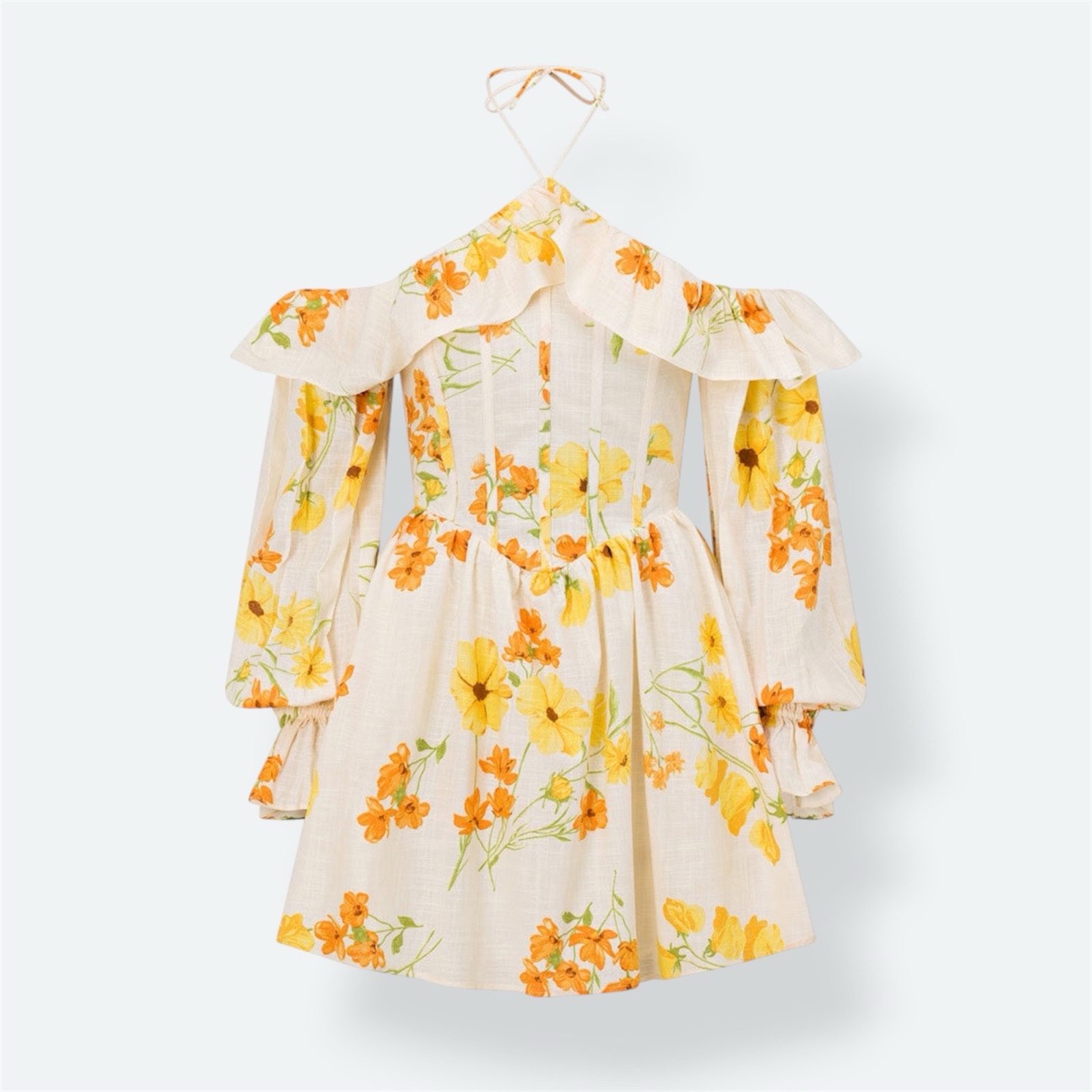 Sabo Samaya Halter Floral Mini Dress AU 8 / US 4 / Small Cotton Backless Cottage image 5