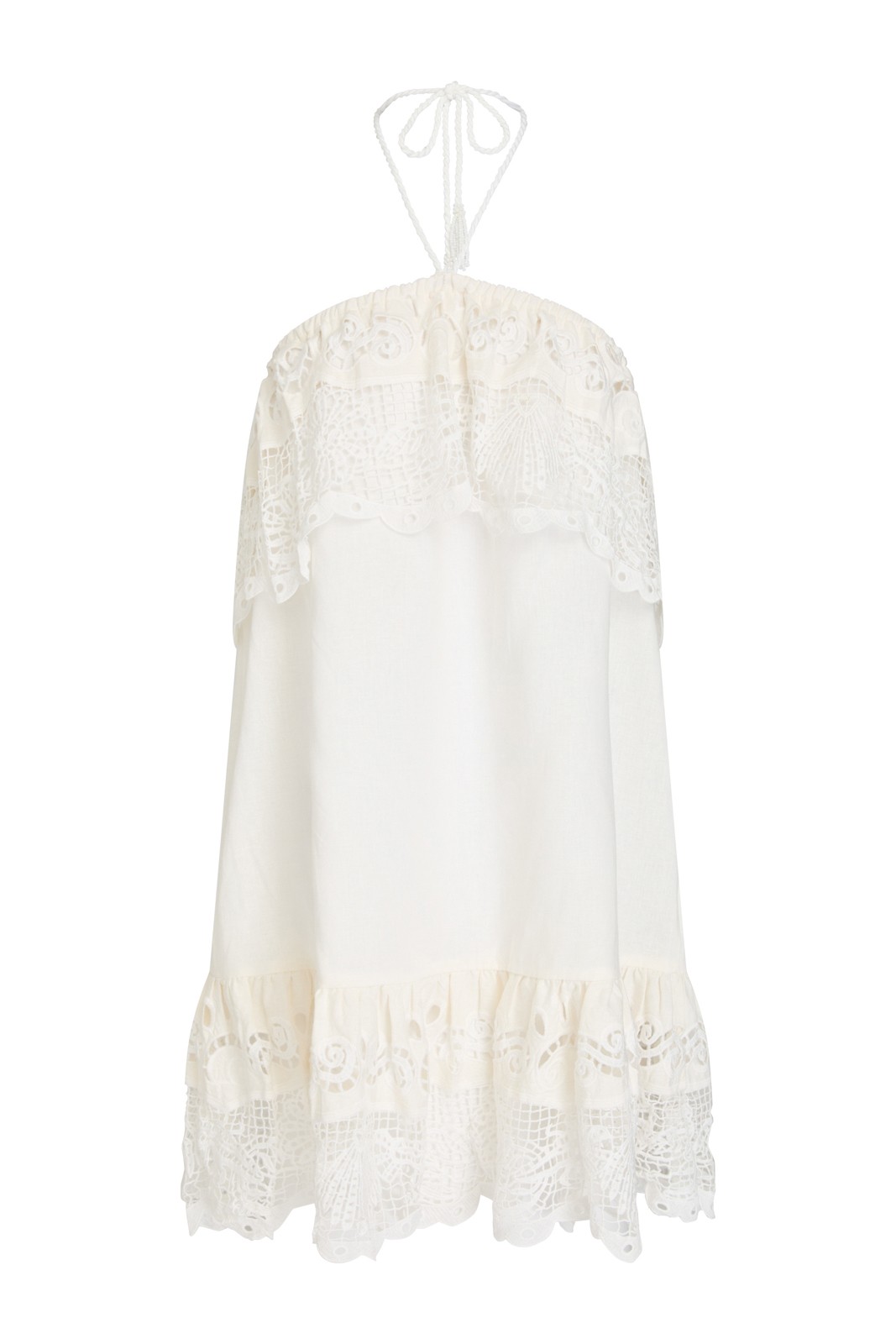 New Farm Rio Off-White Embroidered Lace Halter Mini Dress Size XL