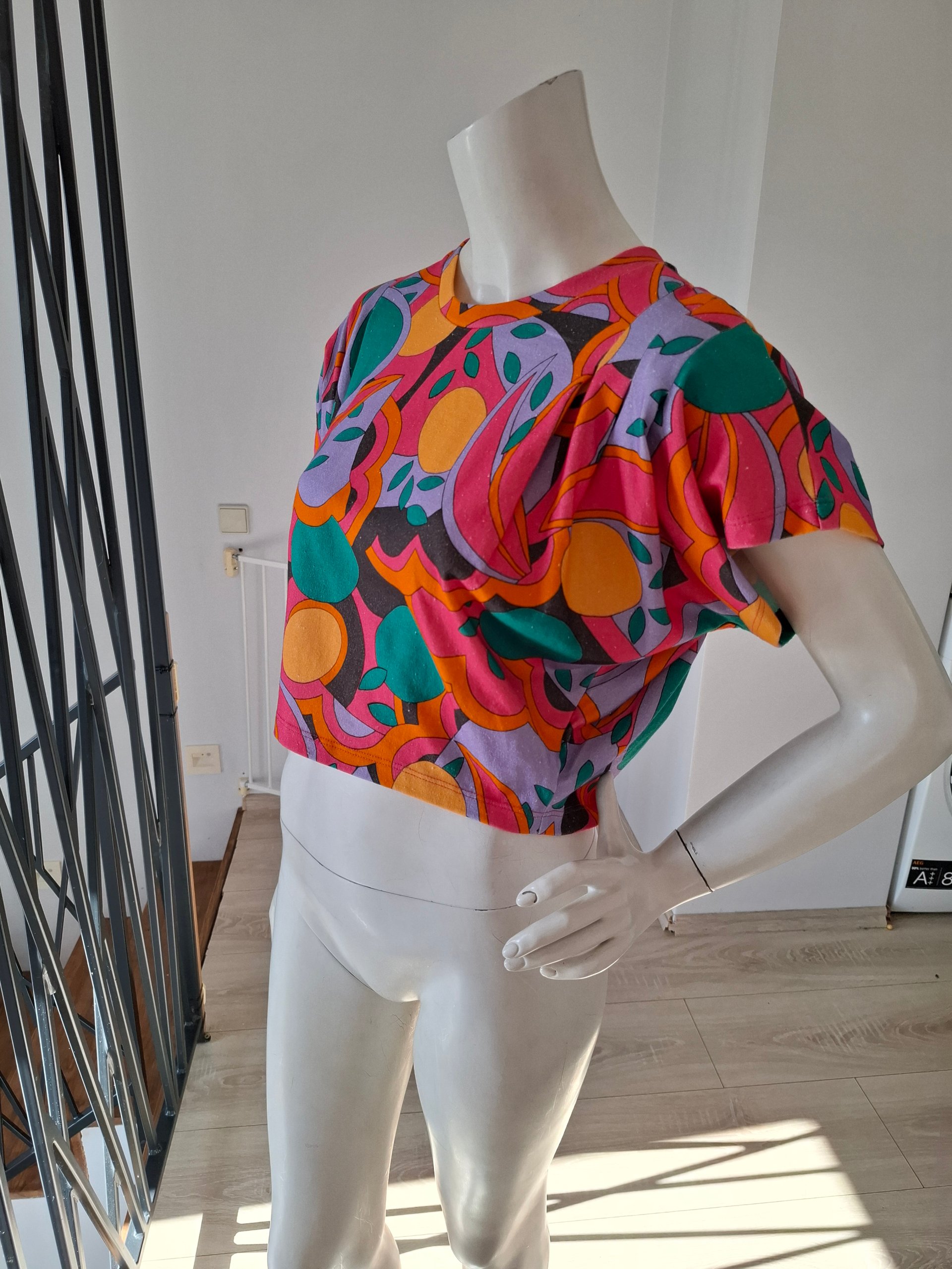 New Isabel Marant Zinalia Printed Cropped Cotton T-Shirt Orange / Pink Size S image 8