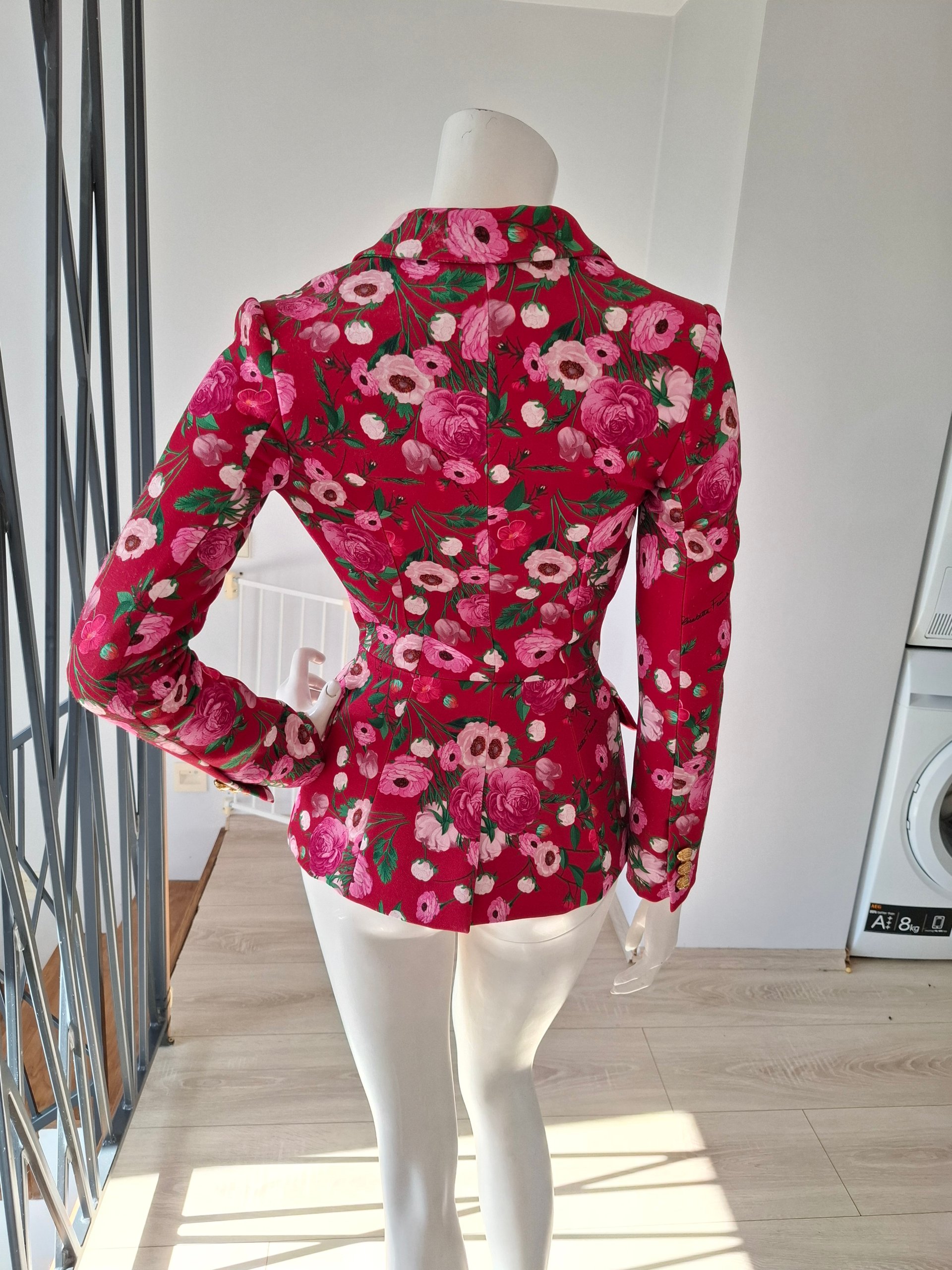 New Elisabetta Franchi Double-Breasted Floral Blazer Red Size XS image 8