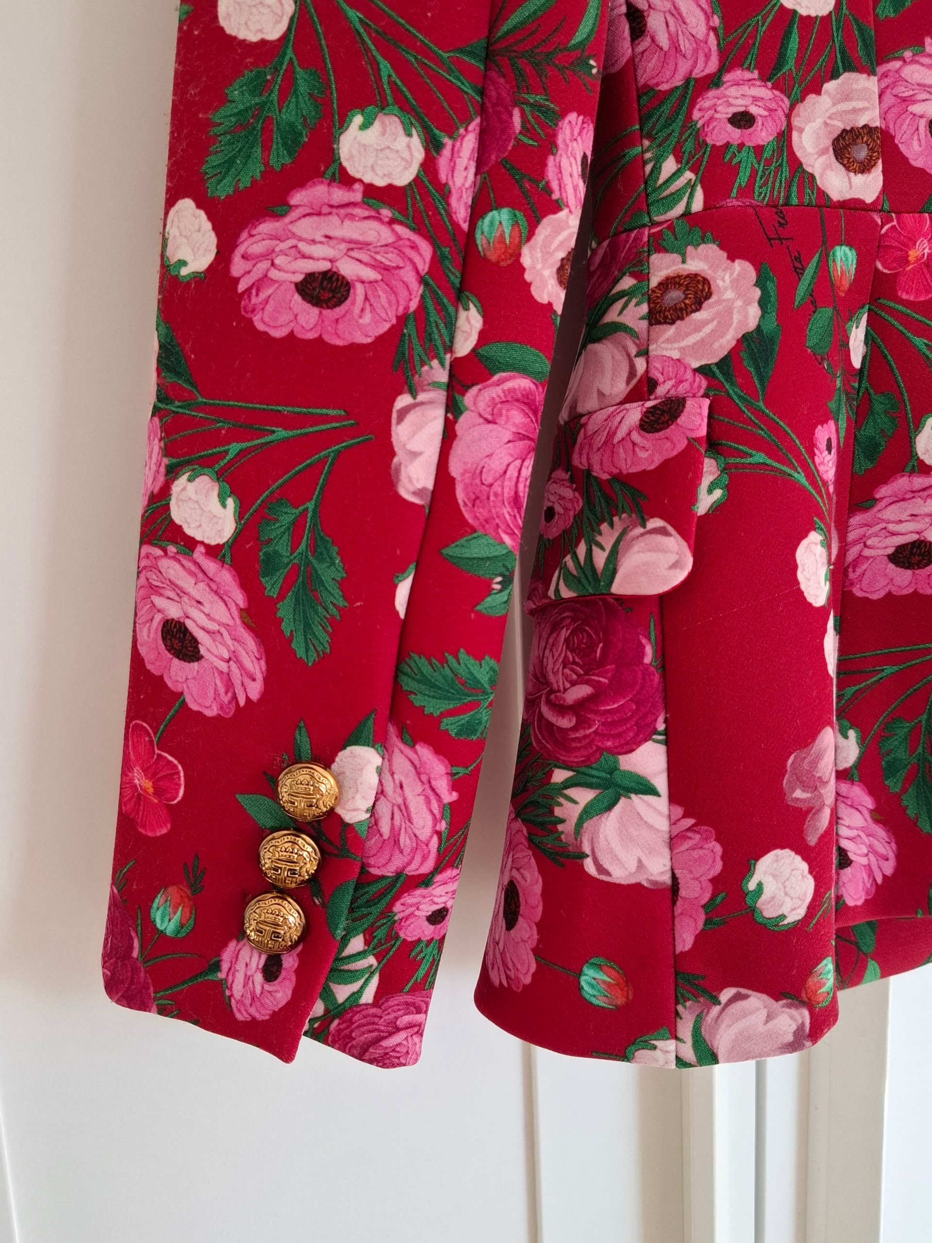 New Elisabetta Franchi Double-Breasted Floral Blazer Red Size XS image 10