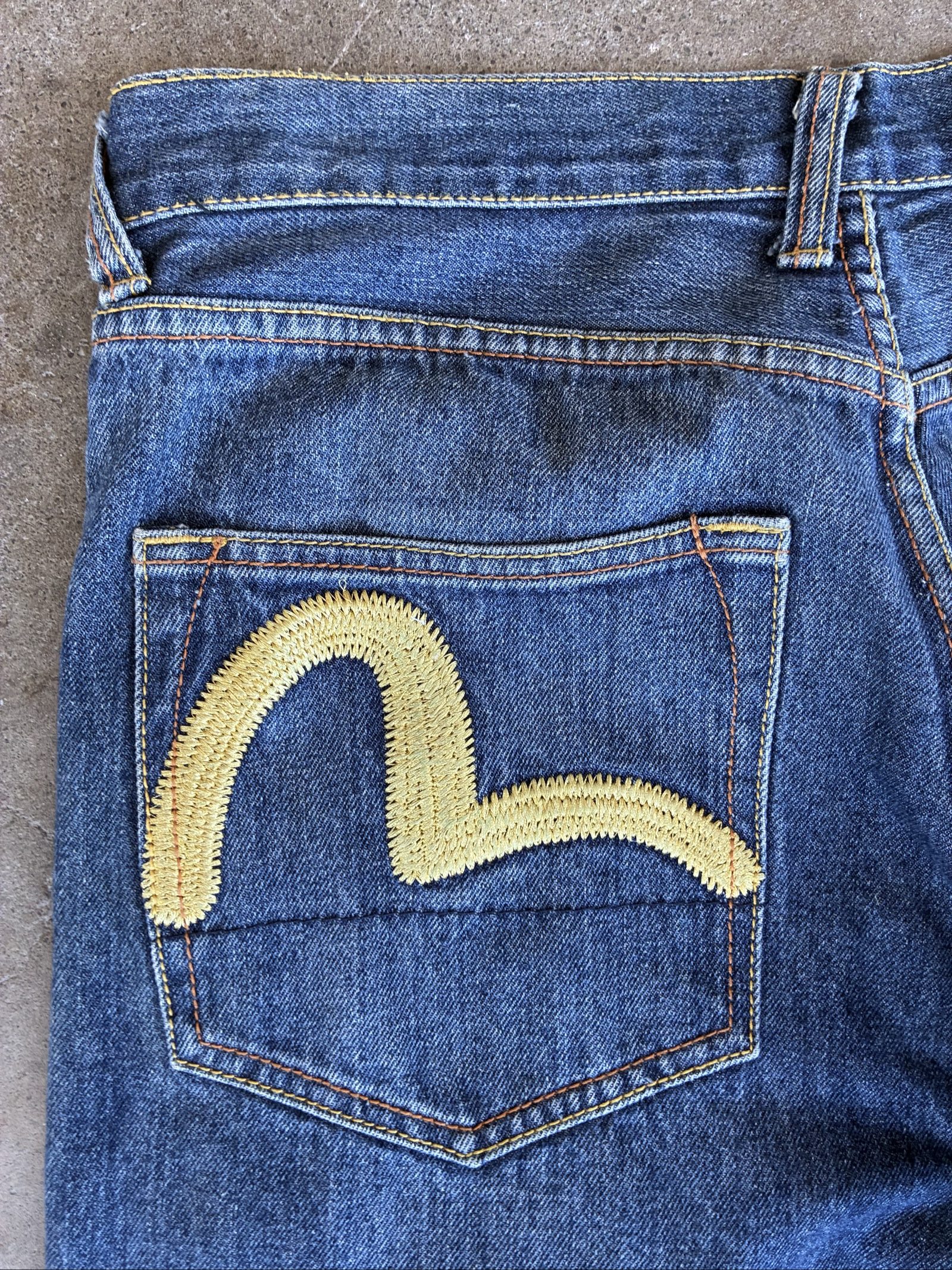 Y2K Evisu Blue Denim Jeans 34 with Koi Fish Embroidery vintage Japanese image 3