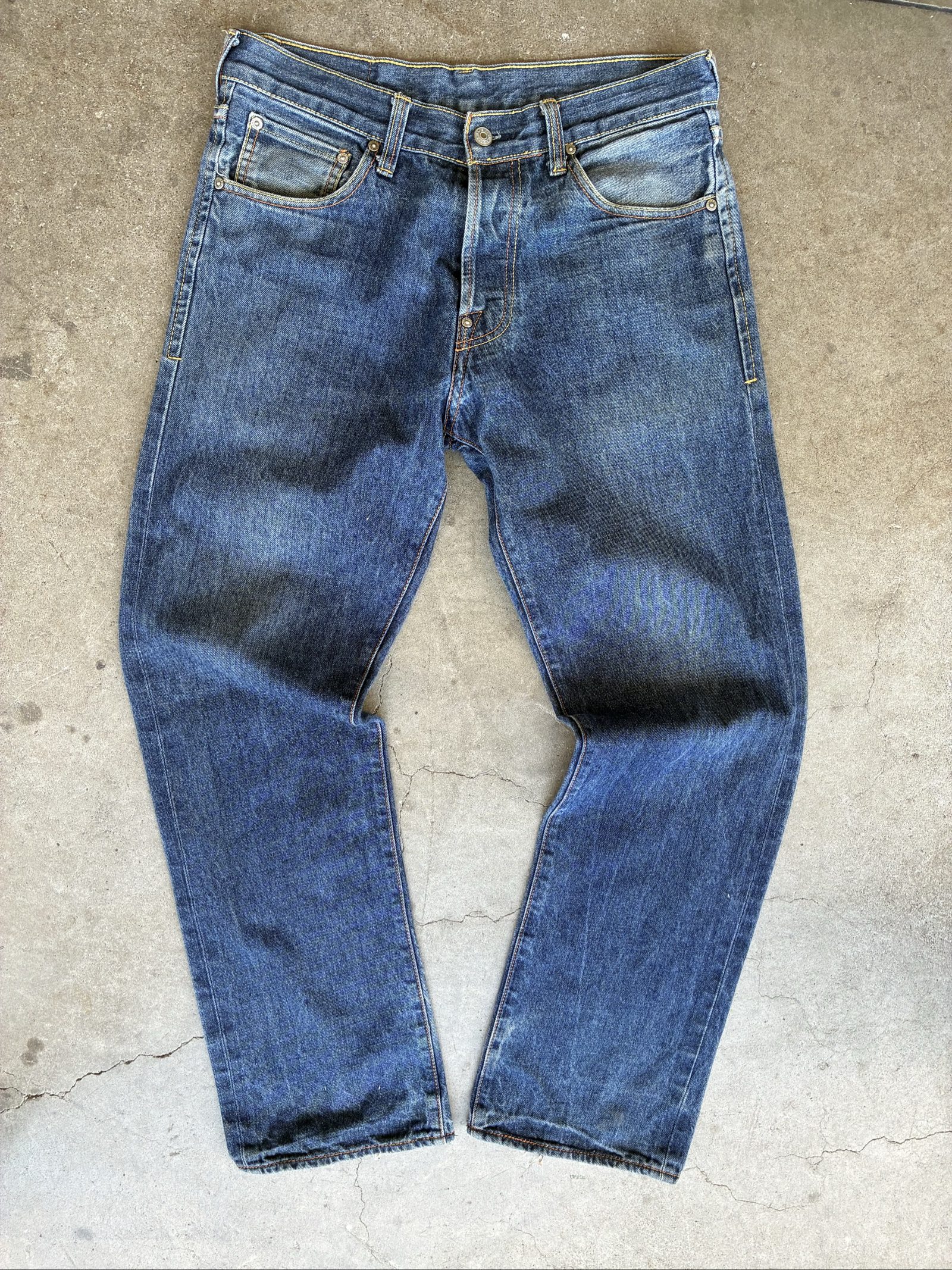 Y2K Evisu Blue Denim Jeans 34 with Koi Fish Embroidery vintage Japanese image 6