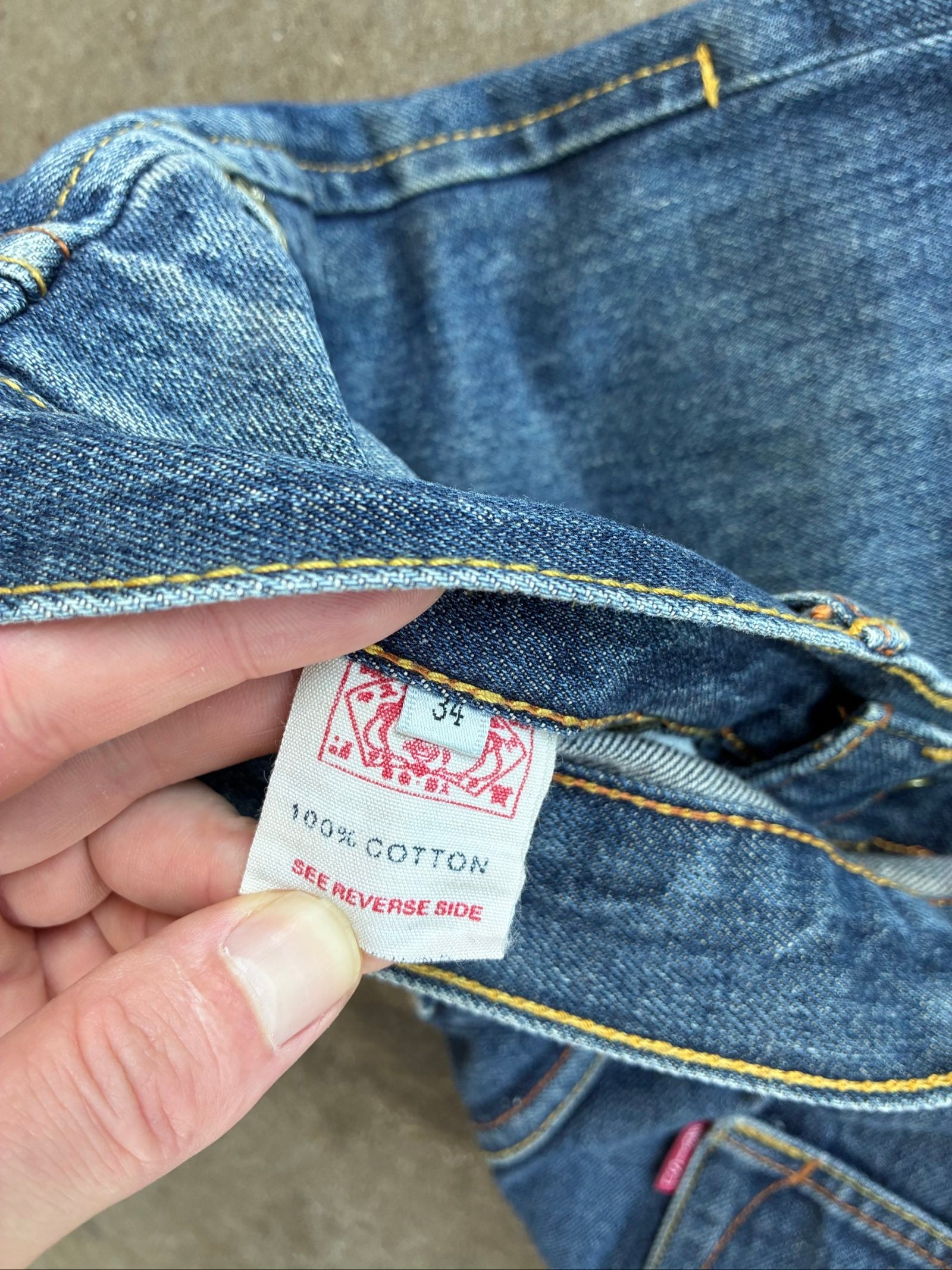 Y2K Evisu Blue Denim Jeans 34 with Koi Fish Embroidery vintage Japanese image 7