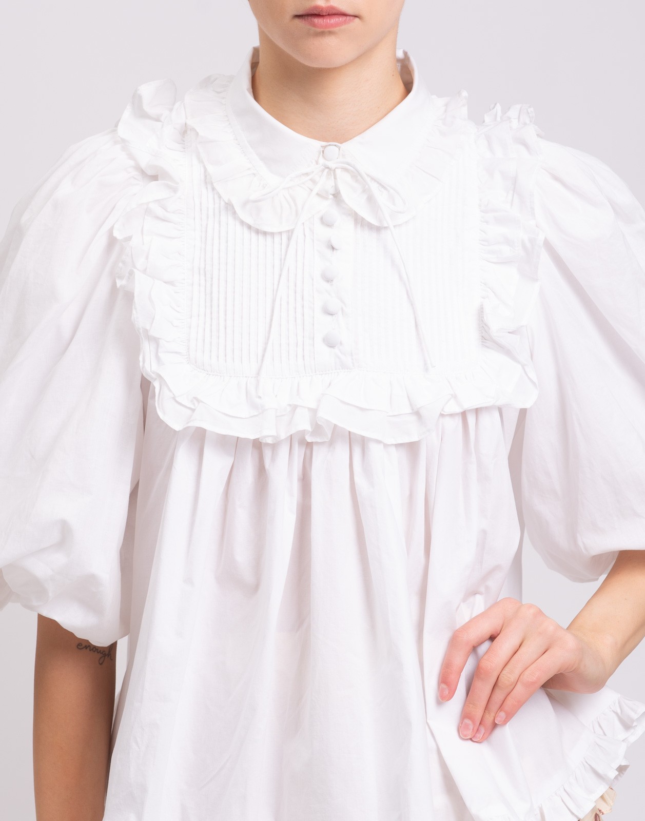 New Joslin Studio White Organic Cotton Ruffled Blouse Top Size S image 5
