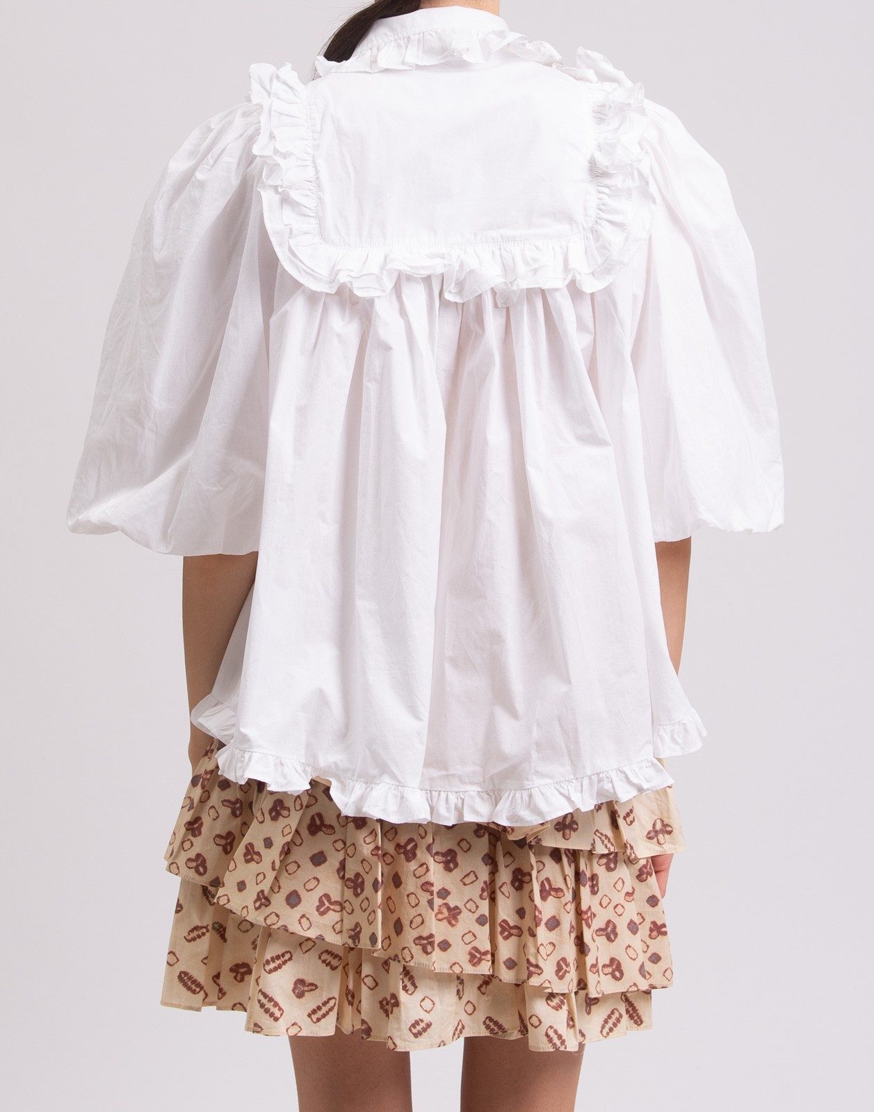 New Joslin Studio White Organic Cotton Ruffled Blouse Top Size S image 4