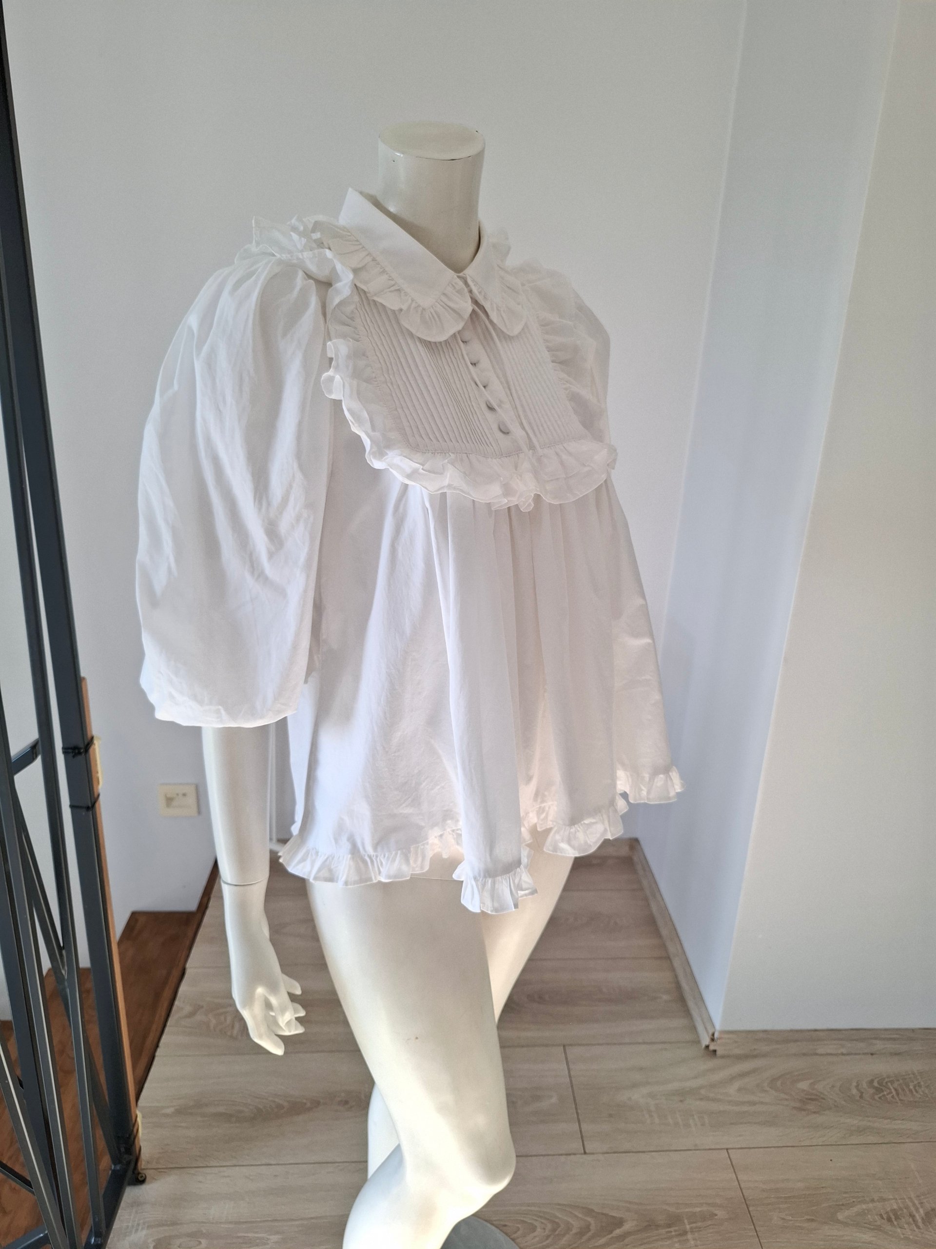 New Joslin Studio White Organic Cotton Ruffled Blouse Top Size S image 8