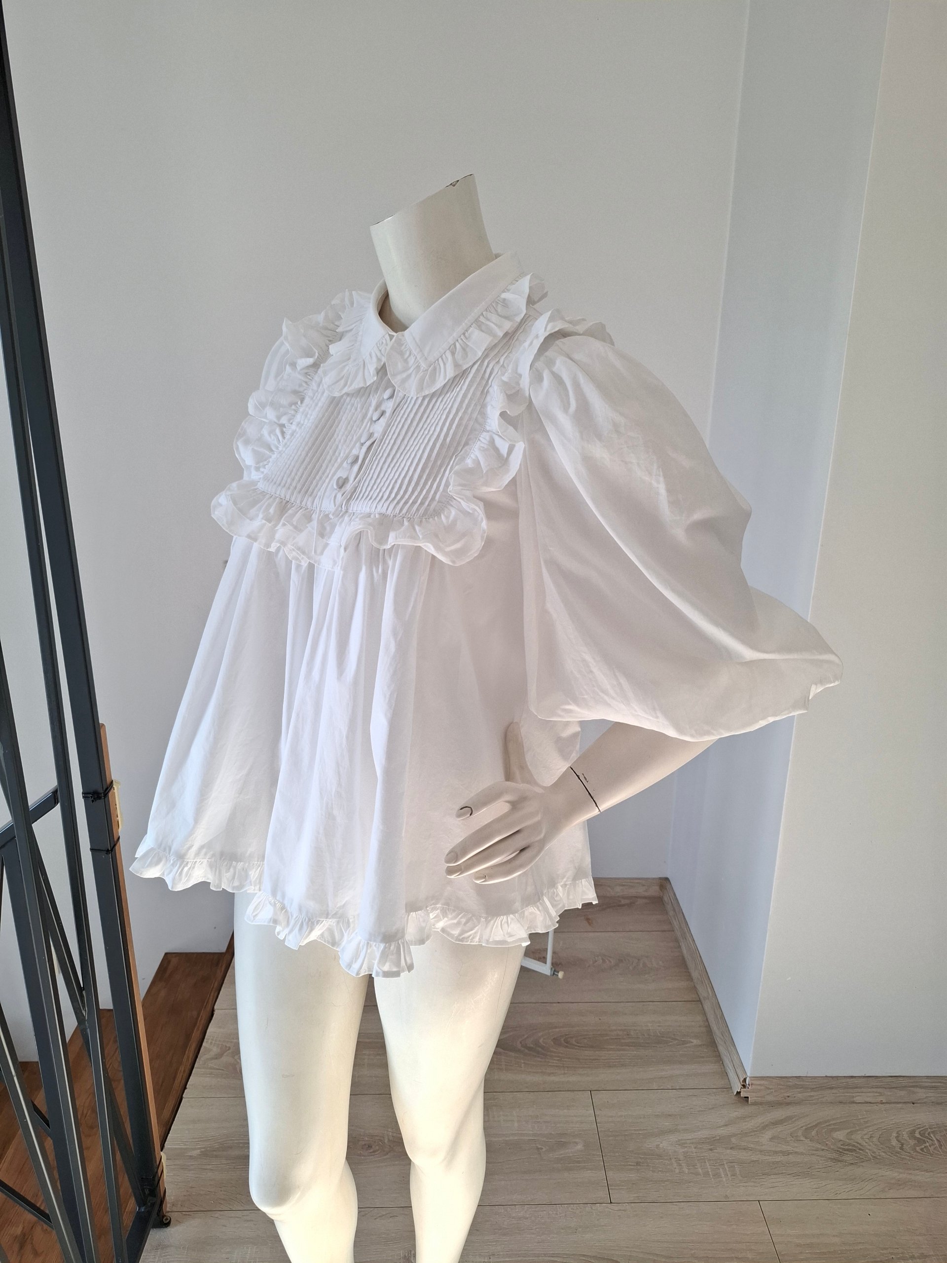 New Joslin Studio White Organic Cotton Ruffled Blouse Top Size S image 7