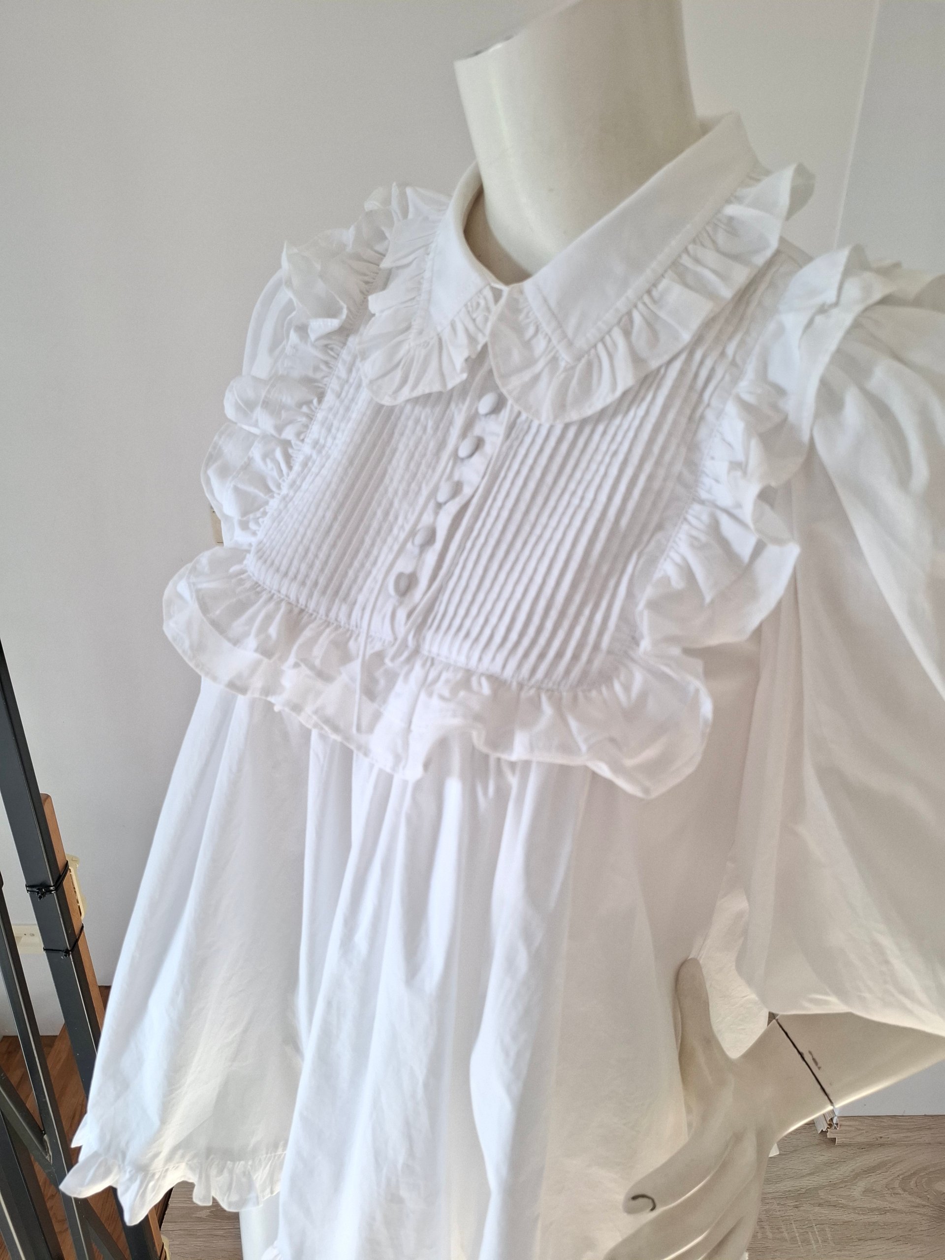 New Joslin Studio White Organic Cotton Ruffled Blouse Top Size S image 10