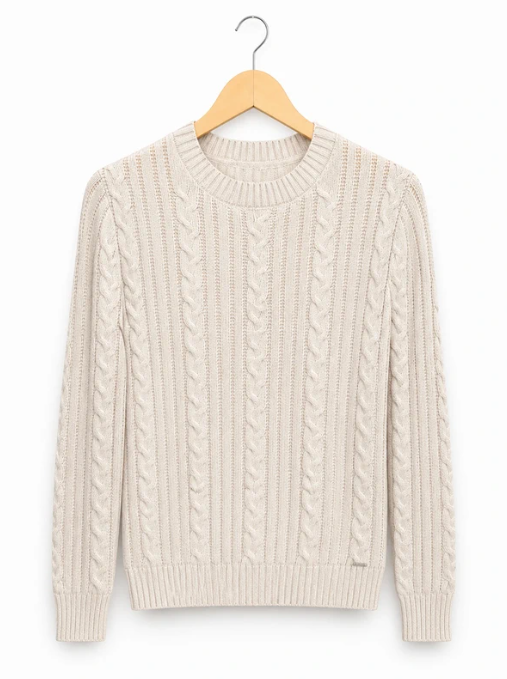 Diesel Cream Cable Knit Sweater Cotton Blend Small