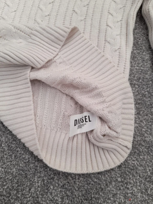 Diesel Cream Cable Knit Sweater Cotton Blend Small image 4