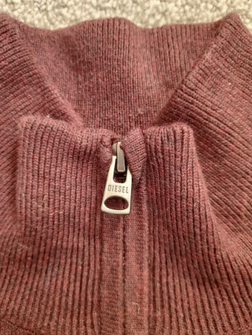 Diesel Men's Burgundy Zip Neck Sweater Medium image 3
