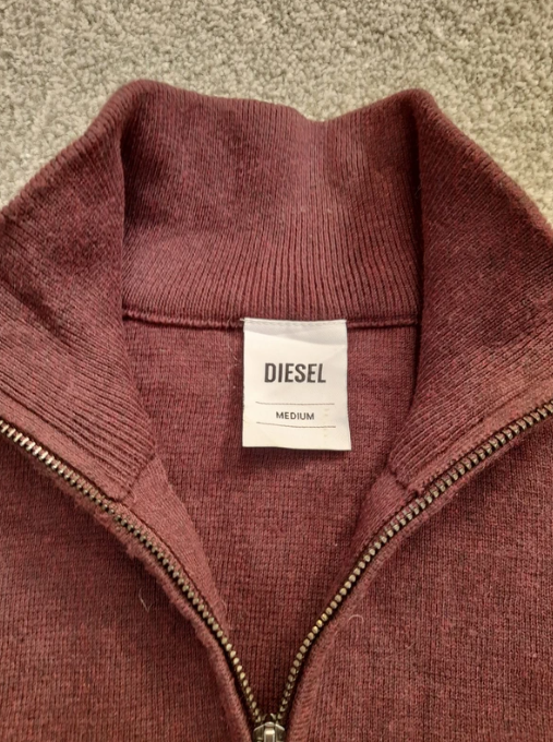 Diesel Men's Burgundy Zip Neck Sweater Medium image 4