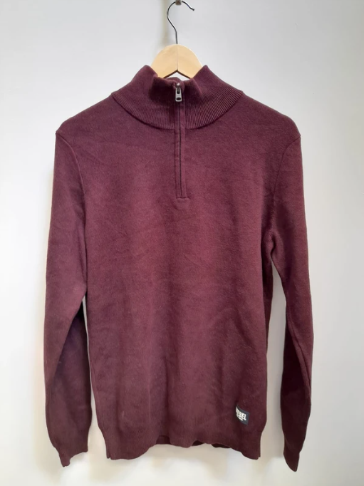 Diesel Men's Burgundy Zip Neck Sweater Medium image 8
