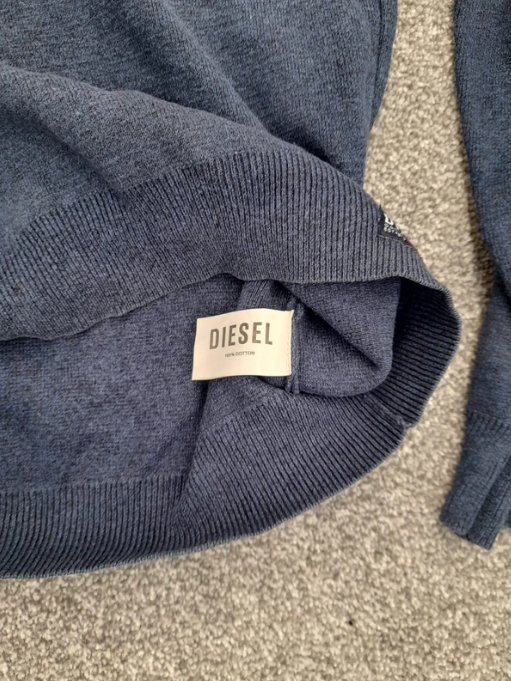 Diesel Men's Navy Half Zip Premium Knit Sweater Large image 3