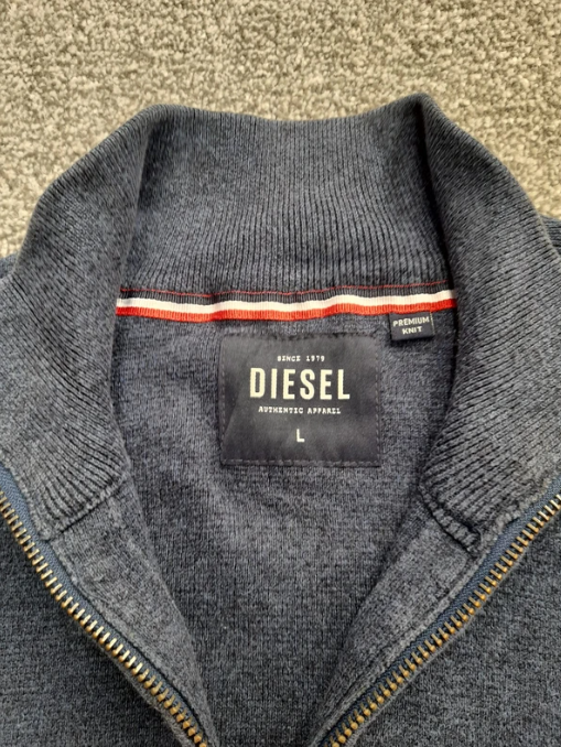 Diesel Men's Navy Half Zip Premium Knit Sweater Large image 5