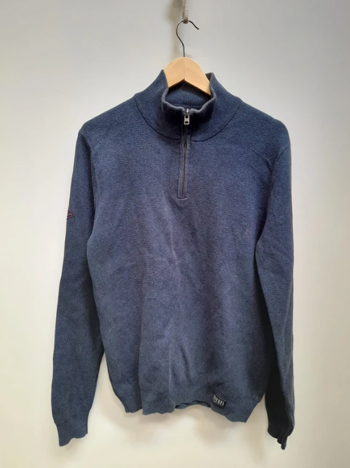 Diesel Men's Navy Half Zip Premium Knit Sweater Large image 9