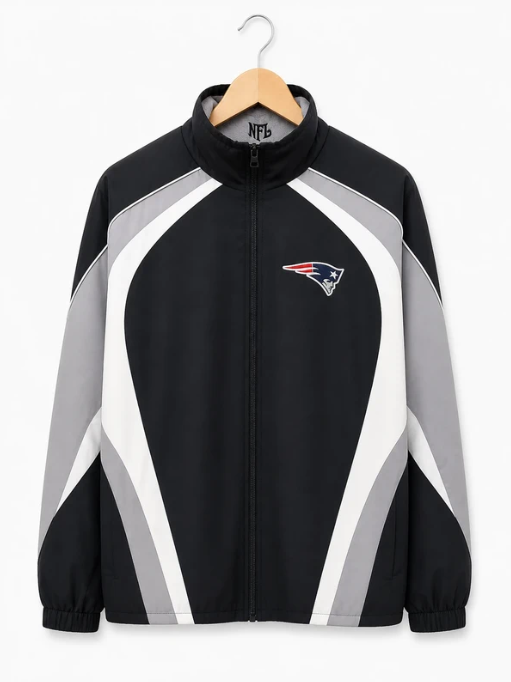 New England Patriots Black, White & Grey NFL Windbreaker Jacket 29"