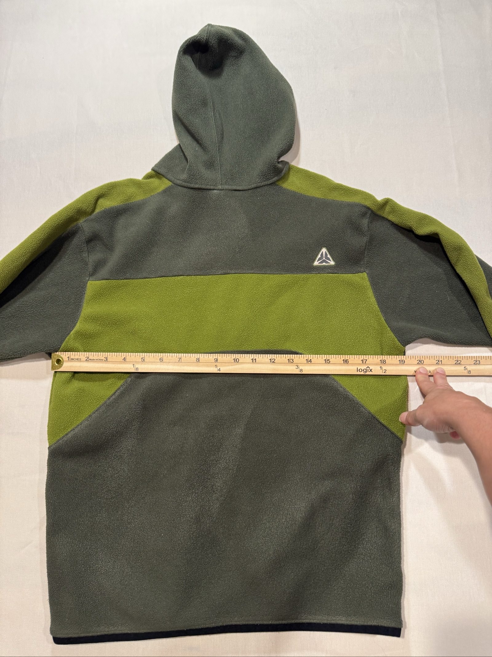 Boy’s Old Navy Full Zip Hooded Fleece Jacket – Gray Green – Large image 3