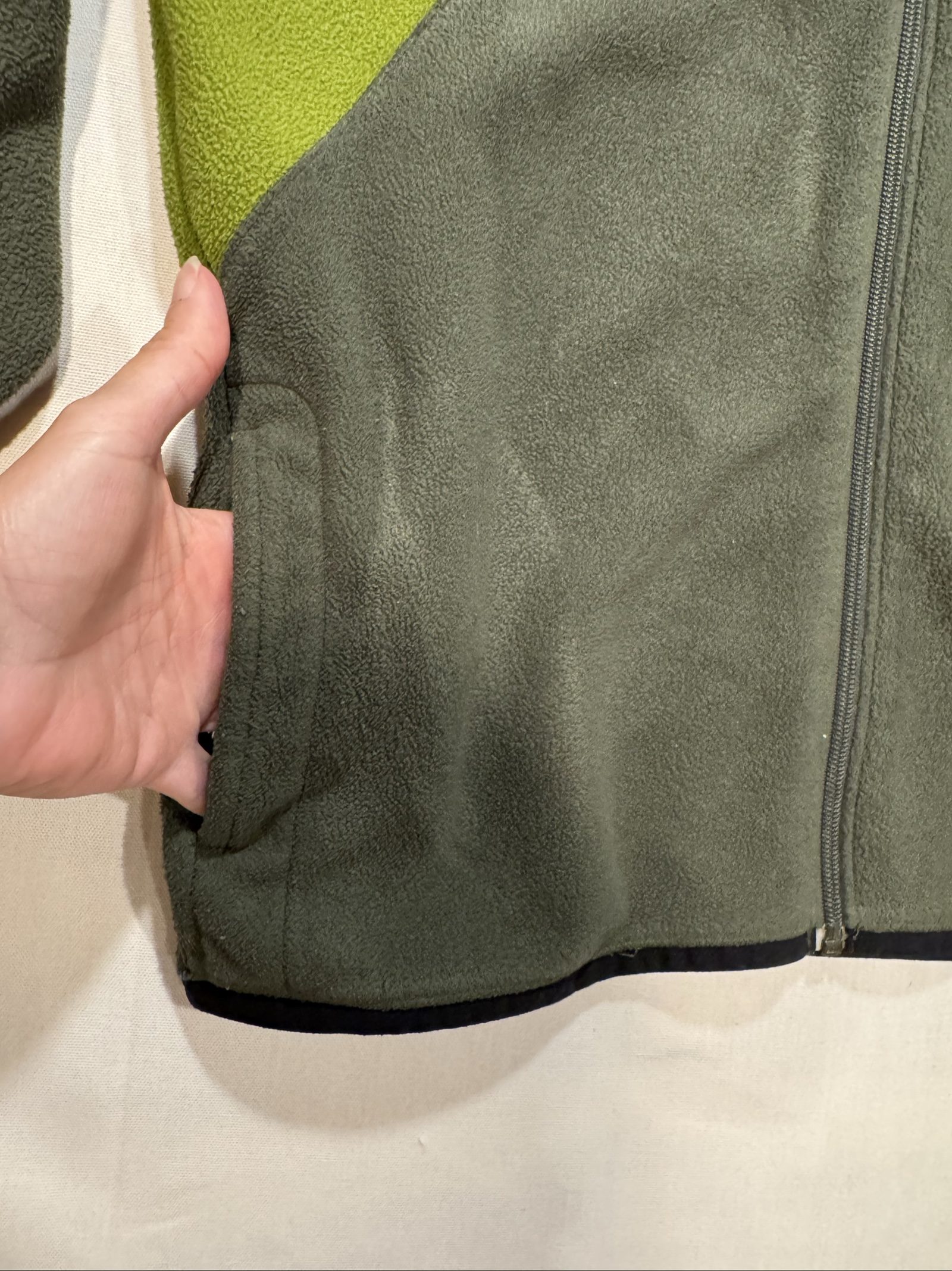 Boy’s Old Navy Full Zip Hooded Fleece Jacket – Gray Green – Large image 5