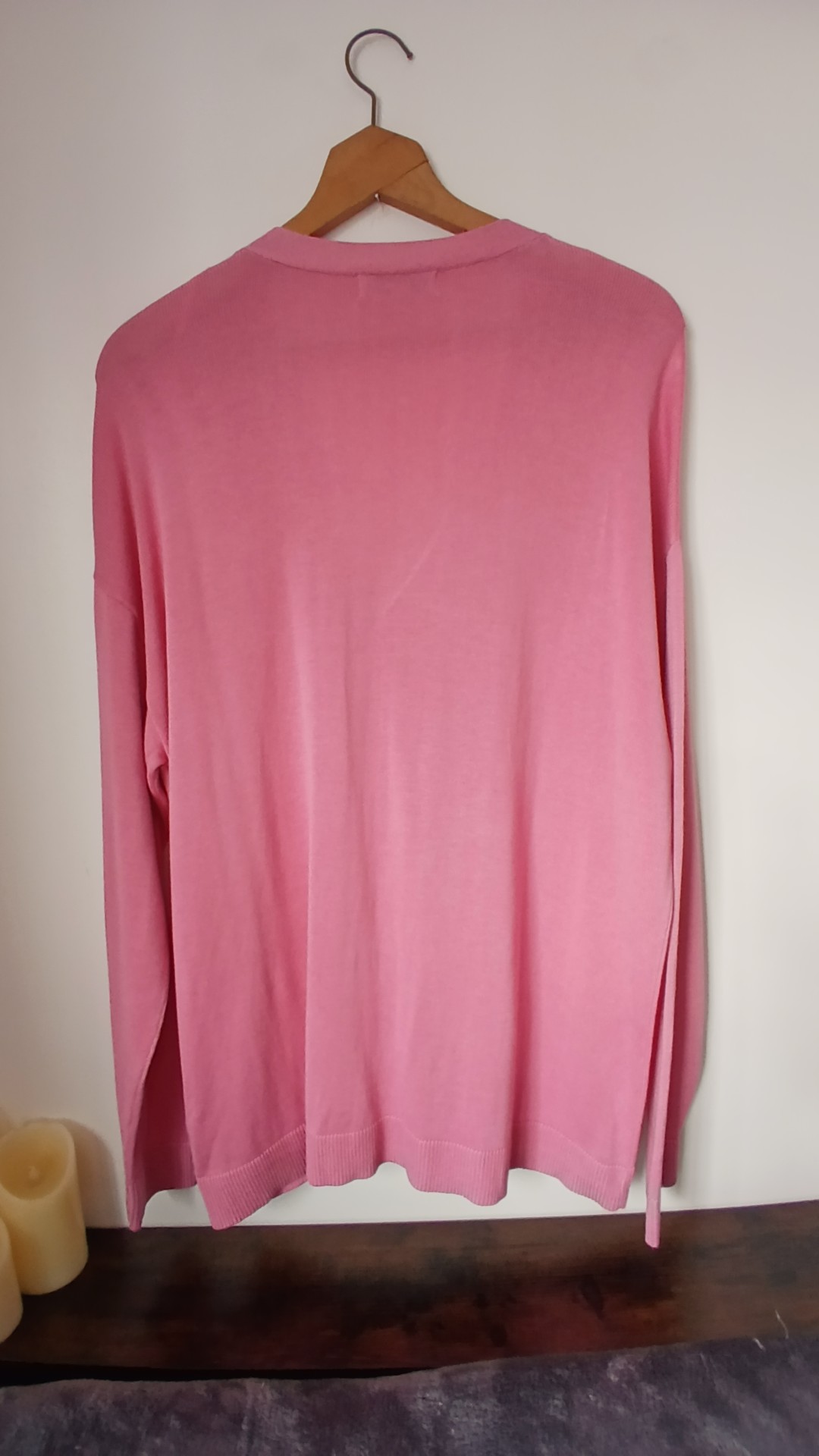 M&S Pink Buttoned Cotton Blend Gold Buttons Cardigan Large image 2