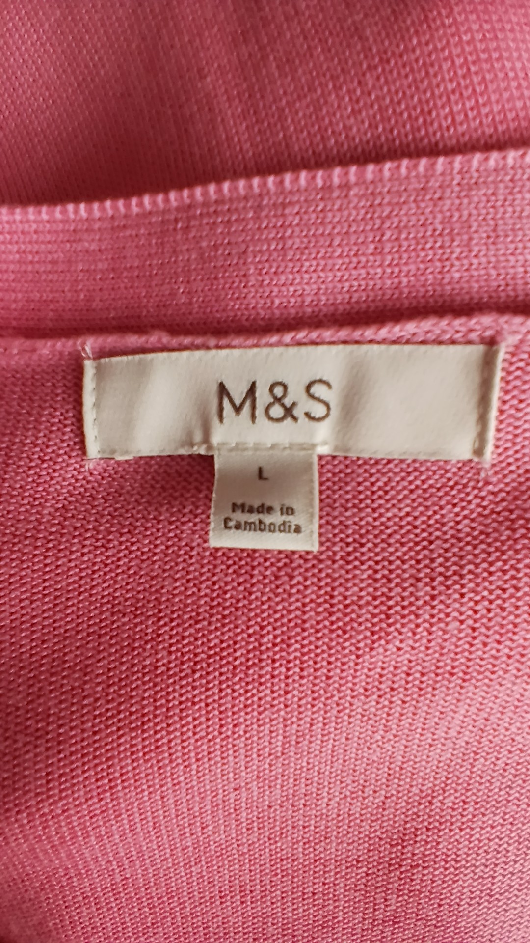 M&S Pink Buttoned Cotton Blend Gold Buttons Cardigan Large image 4