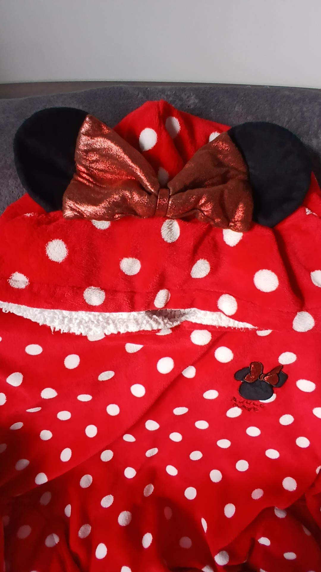 Disney Red Minnie Mouse Polka Dot Fleece Hoodie M/L image 2