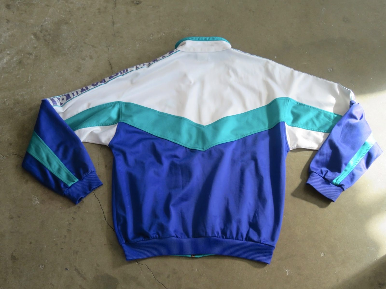 Vintage Nike White, Cyan & Blue Track Top medium 99s Just Do It Tape image 5