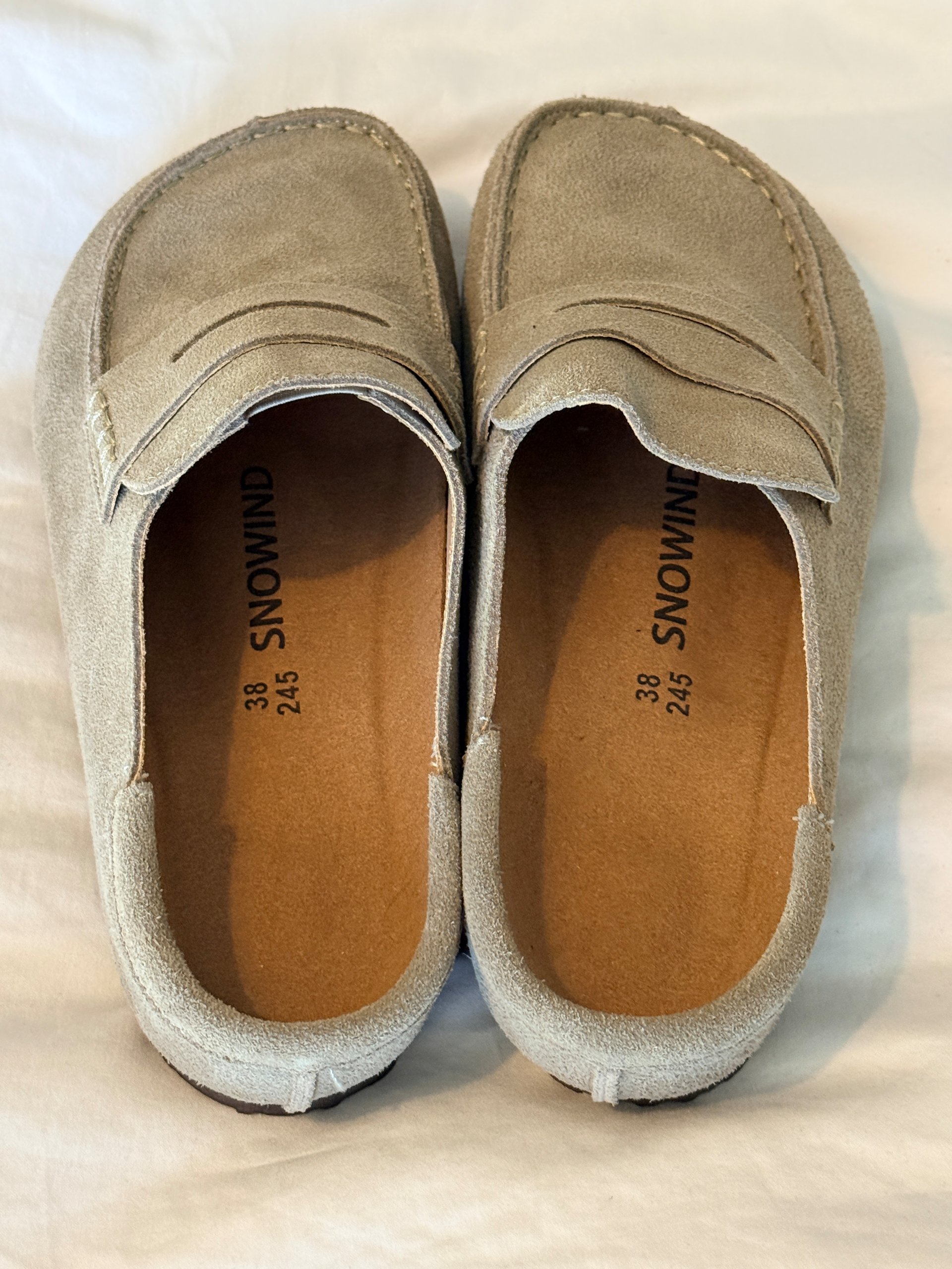 Snowind Beige Suede Loafers Size 38 Slip-On image 3