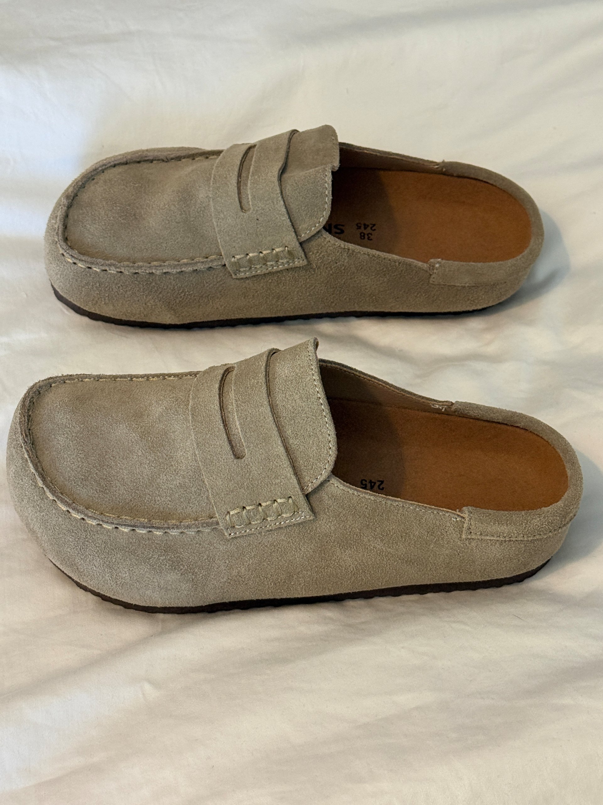 Snowind Beige Suede Loafers Size 38 Slip-On image 4