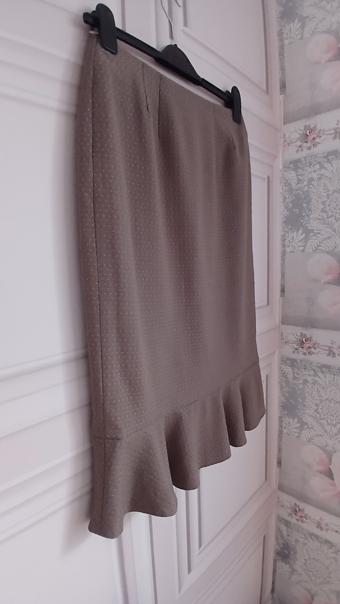 Kaliko Brown Pencil Skirt Polka Dot Polyester Size 8 image 3