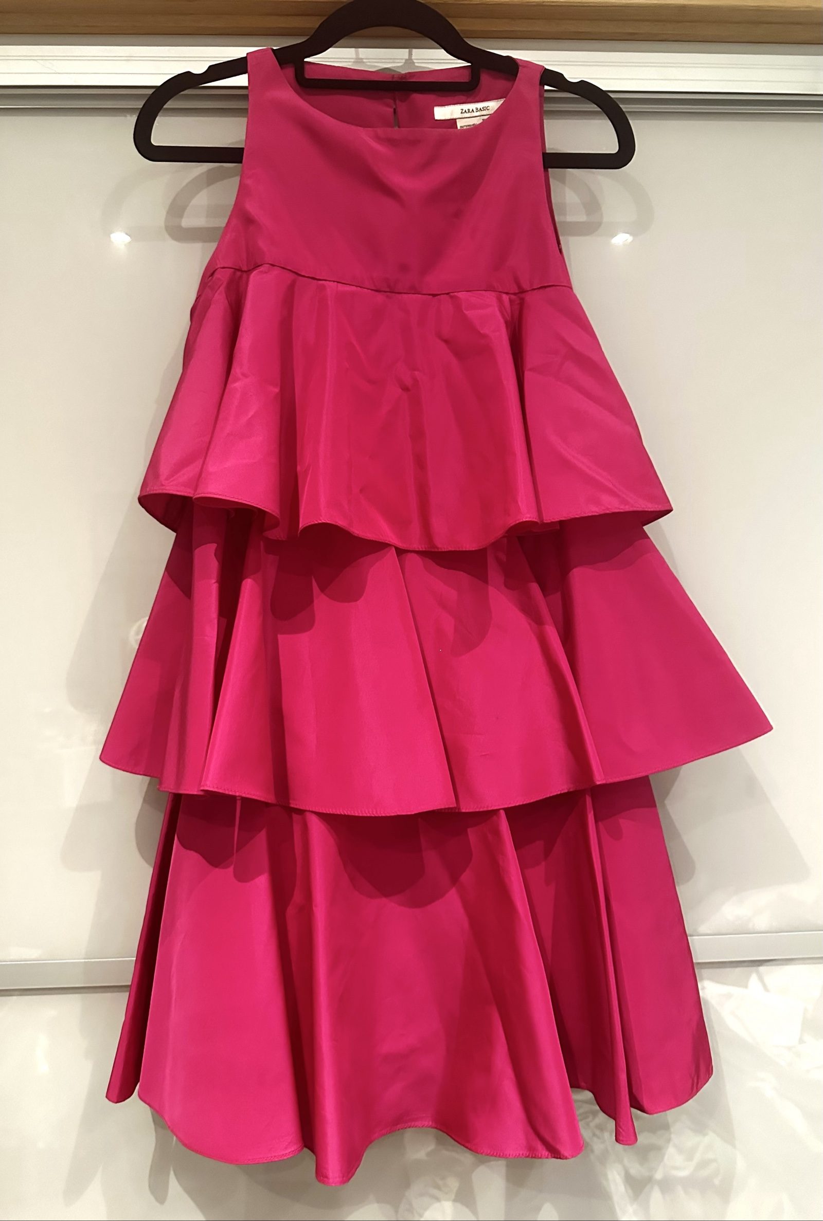 Zara Basic Women's Pink Tiered Sleeveless Dress XS