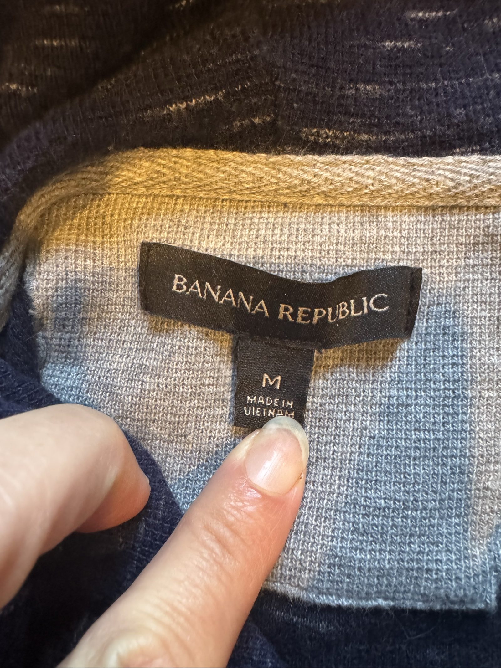 Men’s Banana Republic Marled Pullover Hoodie – Navy Blue – Medium image 3