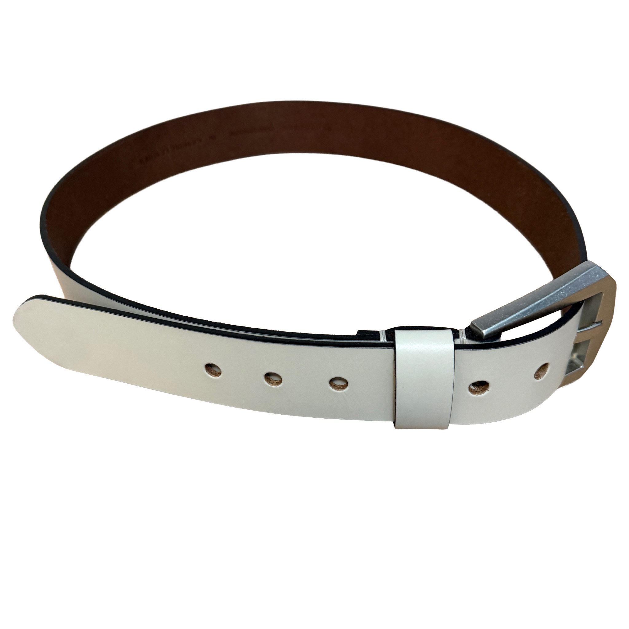 AllSaints - NWT White Leather Belt Medium Silver Buckle - Size Medium (41") image 2