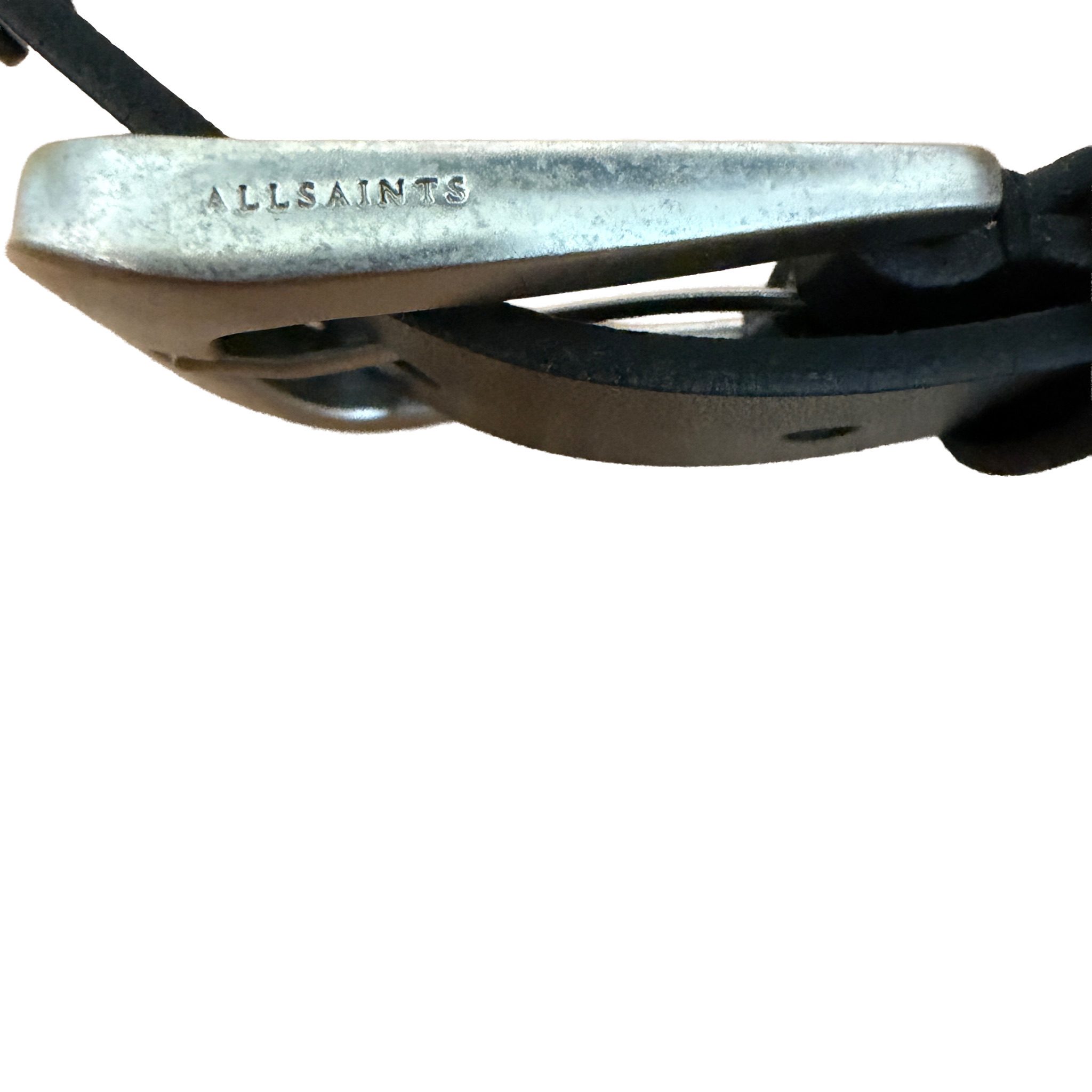 AllSaints - NWT Black Genuine Leather Belt Large Silver Buckle - Size Large (43") image 5
