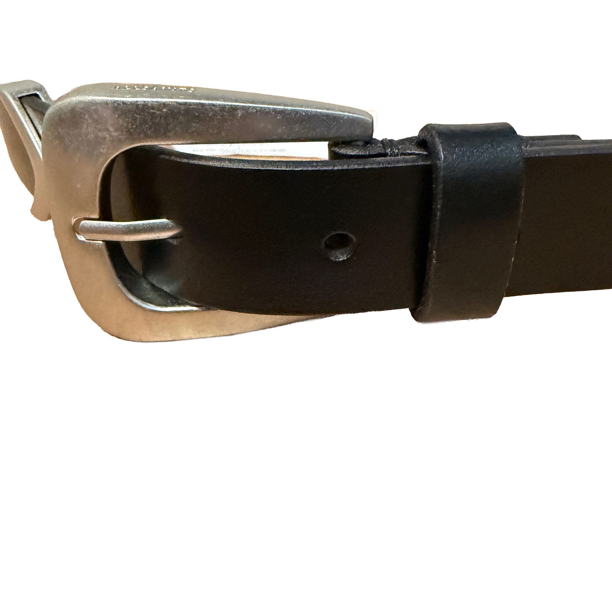 AllSaints - NWT Black Genuine Leather Belt Large Silver Buckle - Size Large (43") image 6