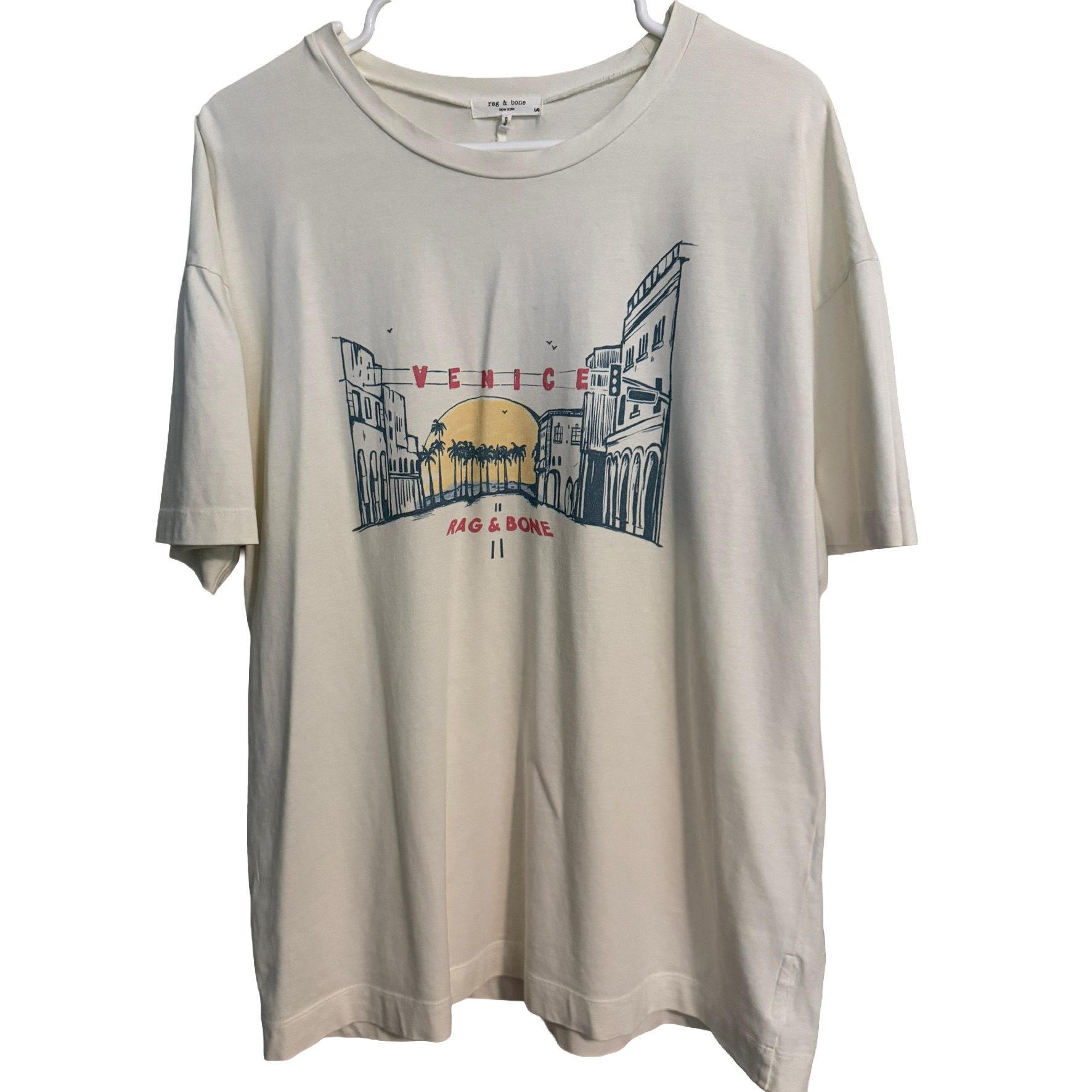 Rag & Bone Women's Cream Venice Graphic T-Shirt - Size Large