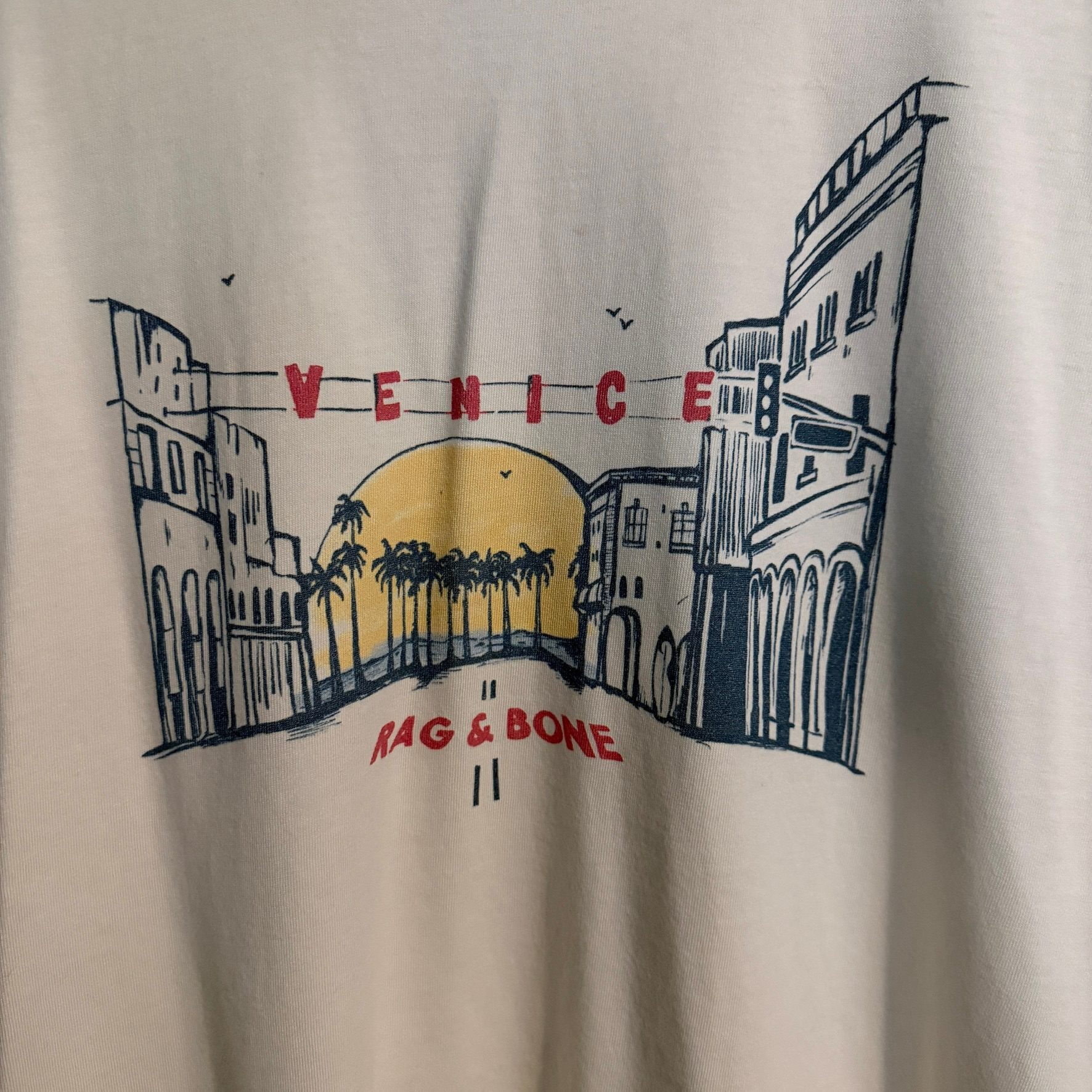 Rag & Bone Women's Cream Venice Graphic T-Shirt - Size Large image 2