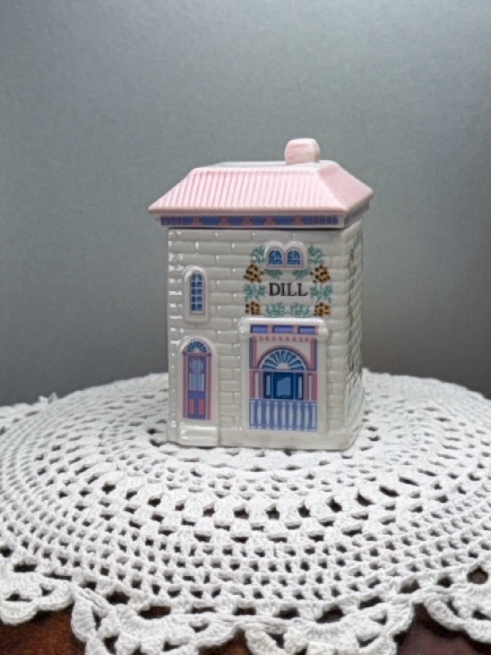 Lenox Pink & Blue Ceramic Spice Village Dill House