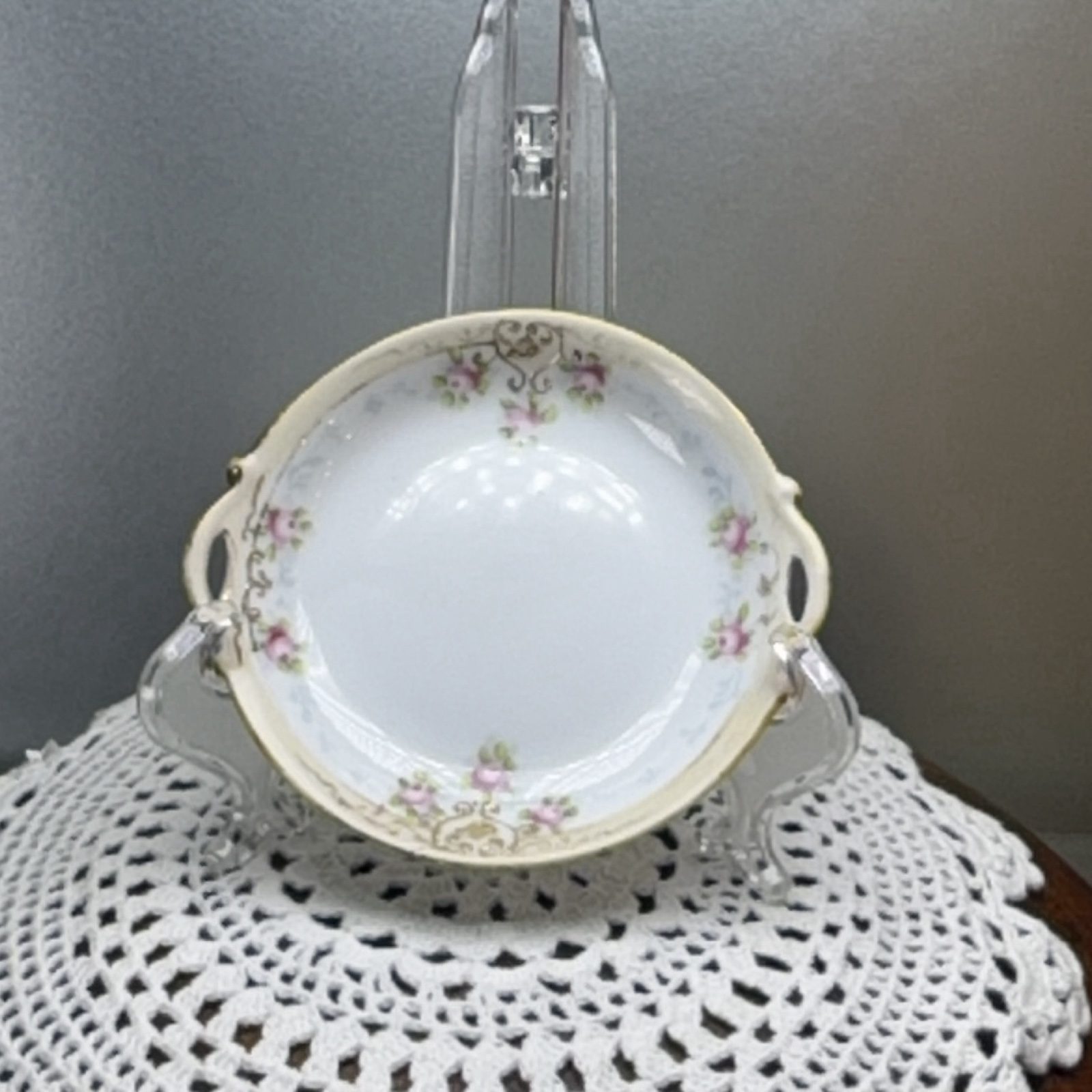 Nippon Hand Painted Pink Floral Porcelain Serving Plate image 2