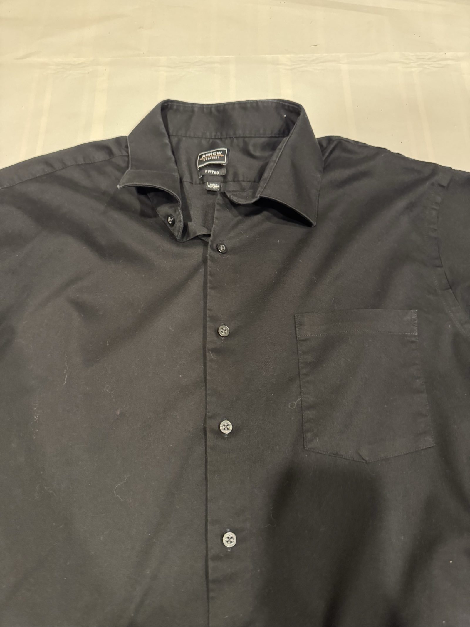 Men’s Arrow USA 1851 Fitted Dress Shirt – Black – 17 34/35 image 7
