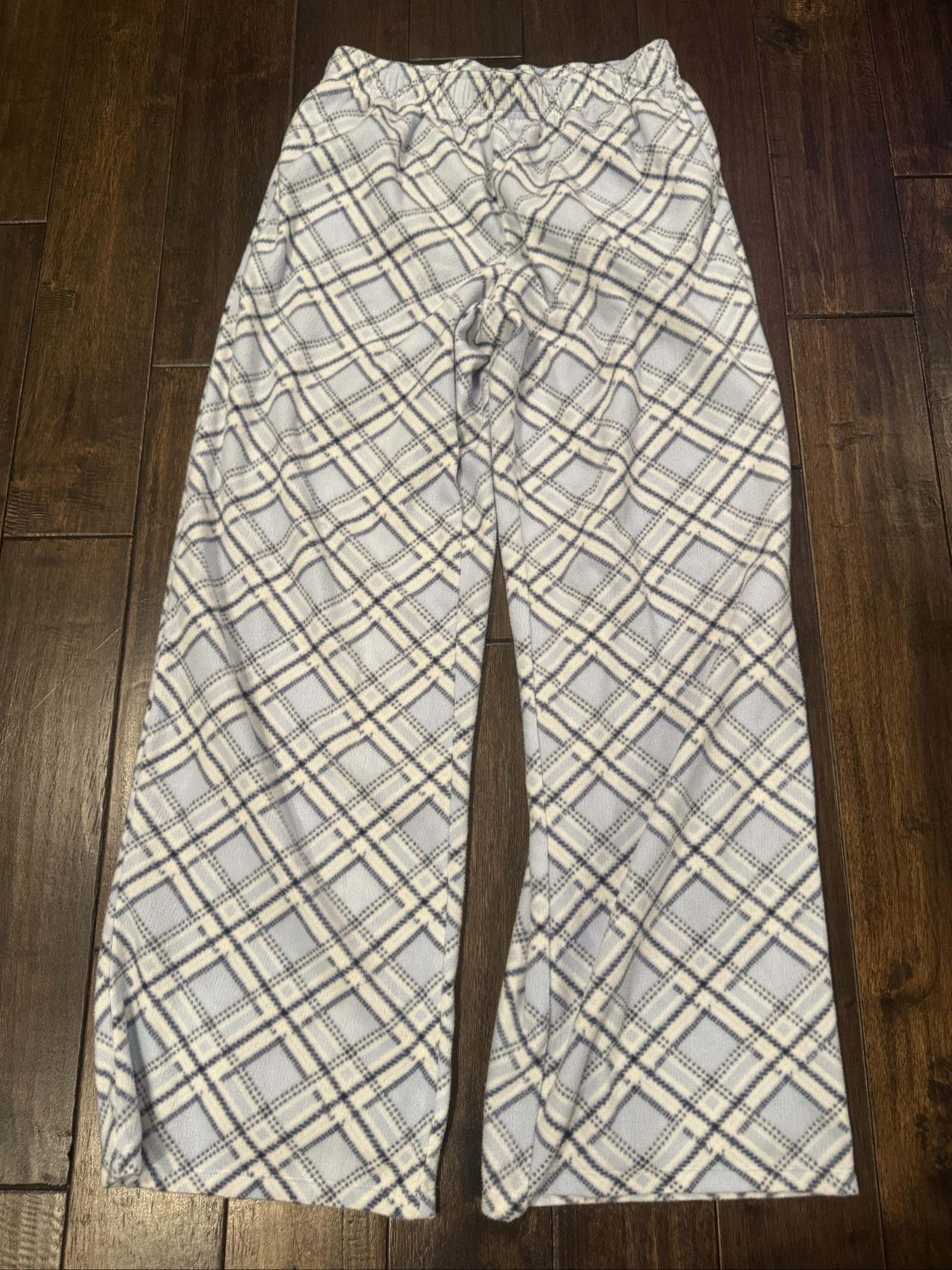 Women’s Wild Fable Plaid Fleece Pajama Pants – Light Blue White – Small