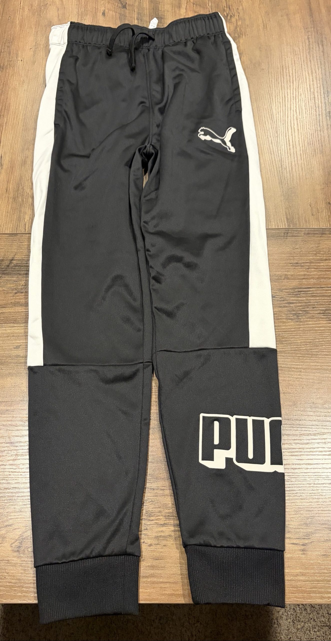 Puma Kids Black & White Logo Track Pants Large 14/16