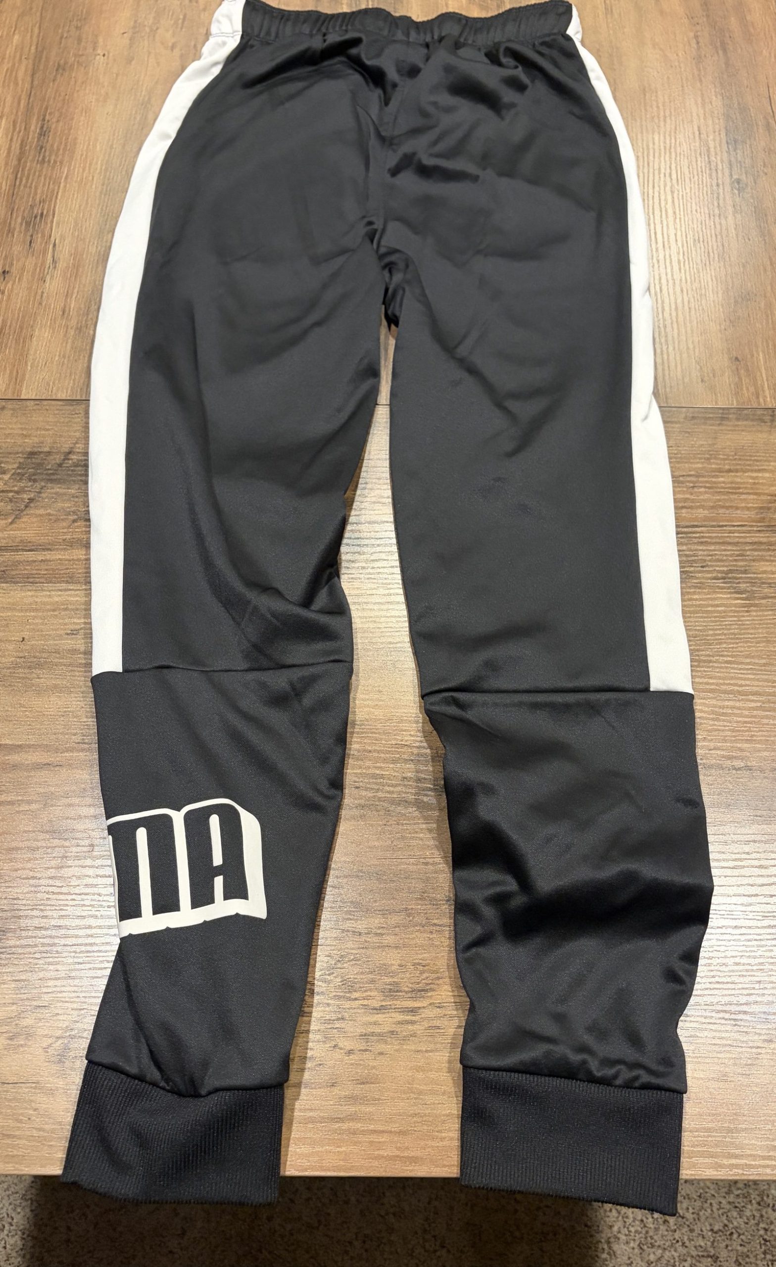 Puma Kids Black & White Logo Track Pants Large 14/16 image 5